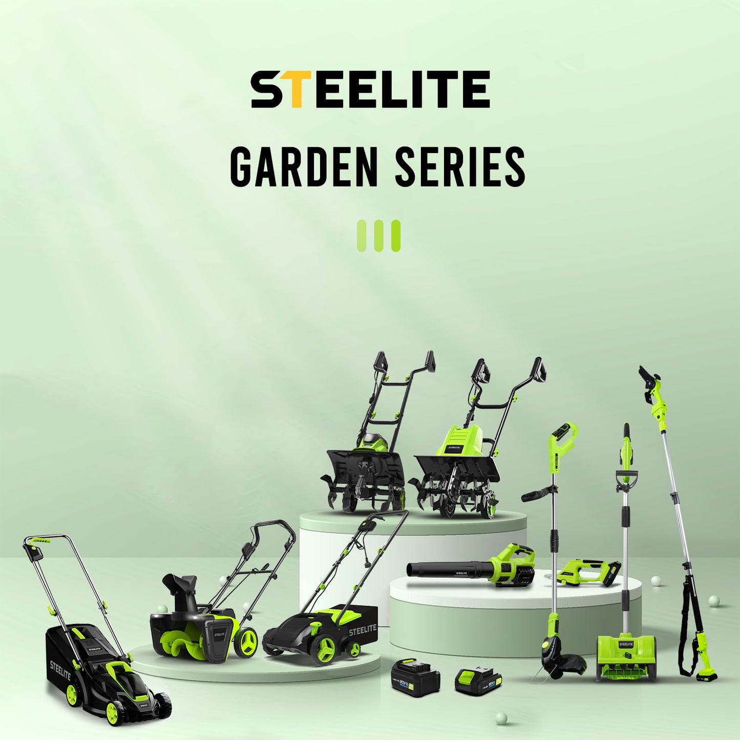 STEELITE 21V Cordless Leaf Blower – 600CFM 150MPH, Lightweight & Powerful, 2×2.0Ah Batteries, Ideal for Garden, Patio, Dust & Leaves – Green