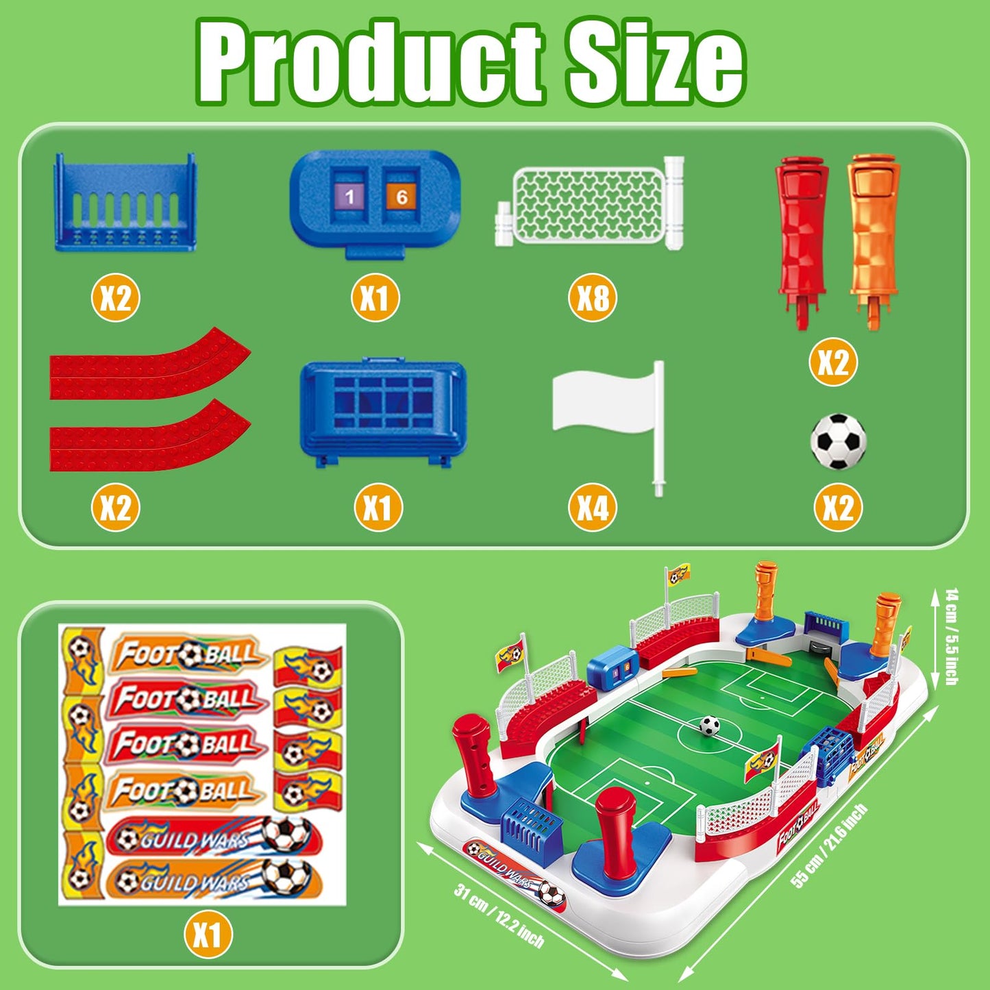 Starweeks Mini Foosball Table, Soccer Board Game for Kids, 3 4 5 6 7 8-12 Year Old Boys Girls Birthday Gifts, Football Games Pinball Machine, Indoor Outdoor Family Party Sports Toys