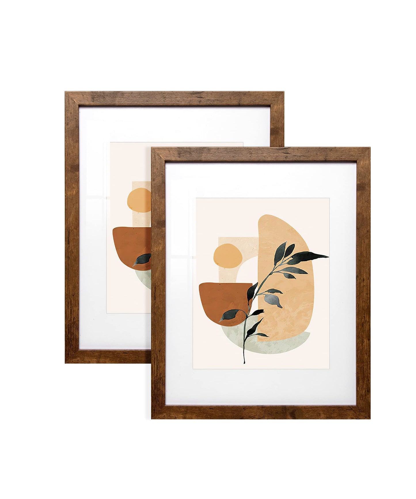 Sonefreiy 11x14 Picture Frame Wood with Mat for 8x10 Modern Brown Photo Frame Set for Desk and Wall Gallery Home Decor Gift for Family Friends, Christmas Gifts, Set of 2