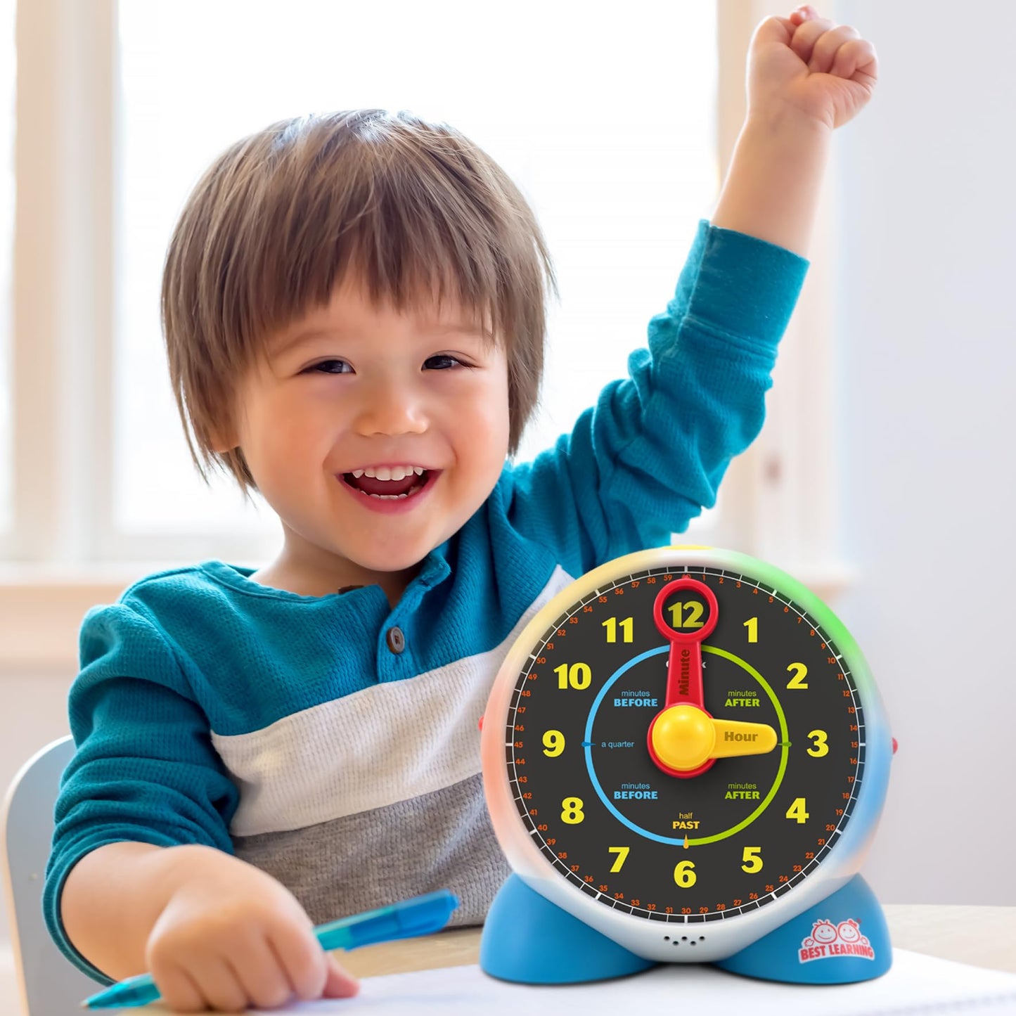 BEST LEARNING Learning Clock - Educational Talking Learn to Tell Time Light-Up Toy with Quiz and Sleep Mode Lullaby Music for Toddlers & Kids Ages 3 to 6 Years Old