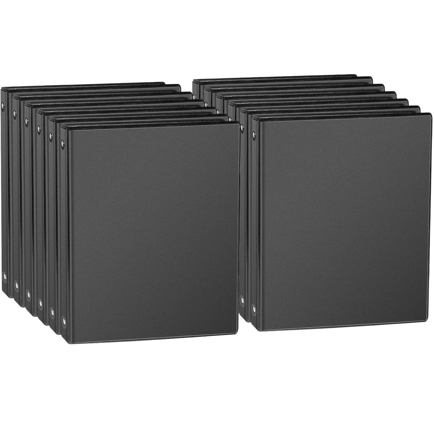 CIXILDTS 1-inch 3 Ring Binder with 2 Interior Pockets, 1'' Basic Binders Holds US Letter Size Paper - Durable, Versatile Binders for Office and School Use, 12 Pack, Balck (12-Pack, Black, 1")