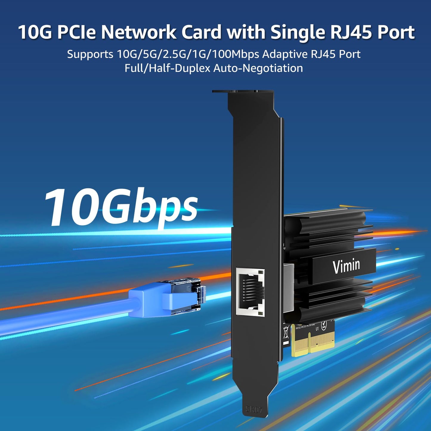 10G PCI-E Network Card with 10Gbps RJ45 Ports, Marvel AQC113 Controller, VIMIN 10Gb Ethernet Adapter Card Compatible with PCI Express X8, X16, Support Windows/Windows Server/Linux/VMware