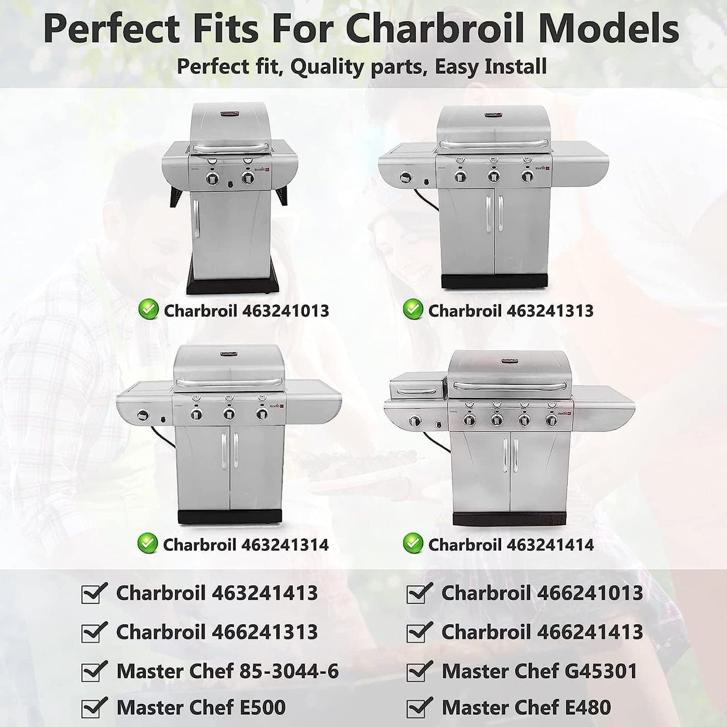 Criditpid BBQ Heat Plate Shields Replacement Parts for Master Chef G45308, G45311, G45301, G45303, G45309 Grill Models. Stainless Steel Barbecue Heat Tent Burner Cover, 4-Pack.