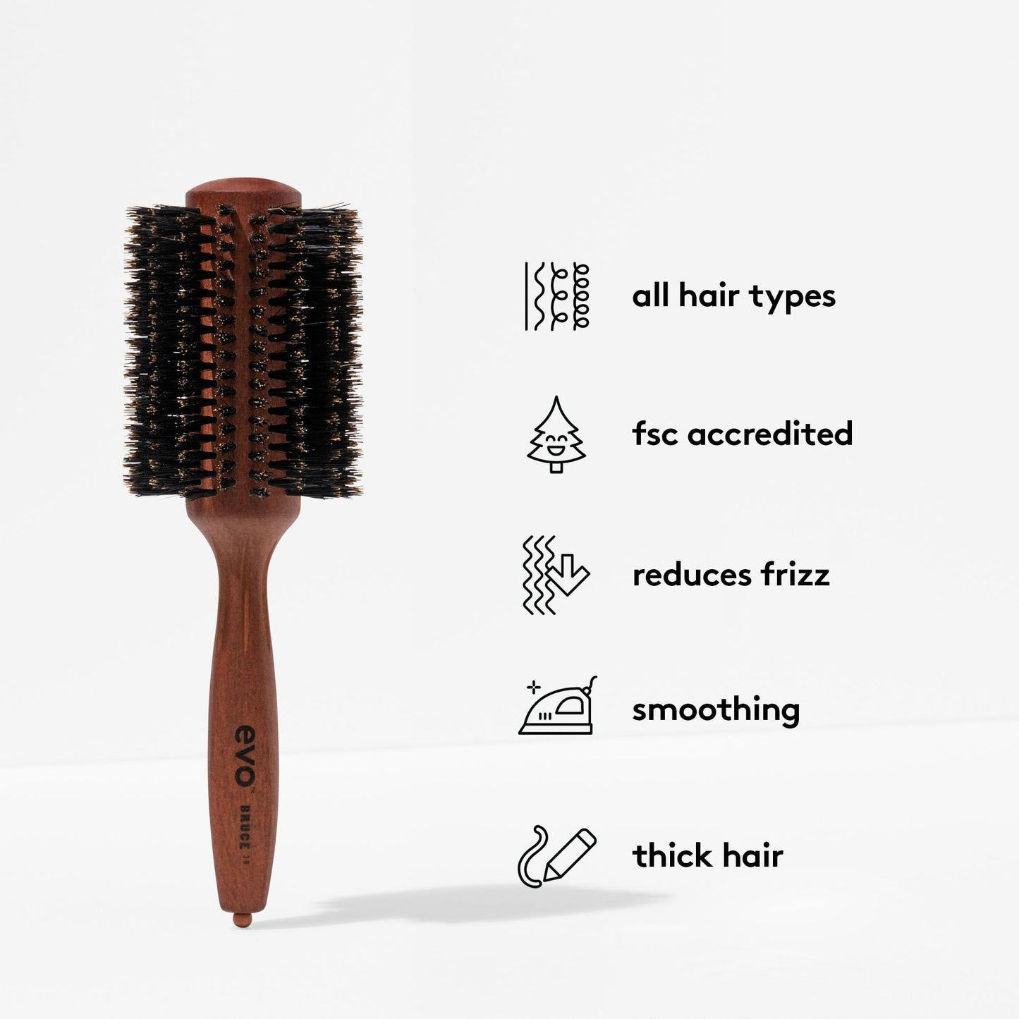 EVO Bruce Natural Bristle Radial Brush, 38