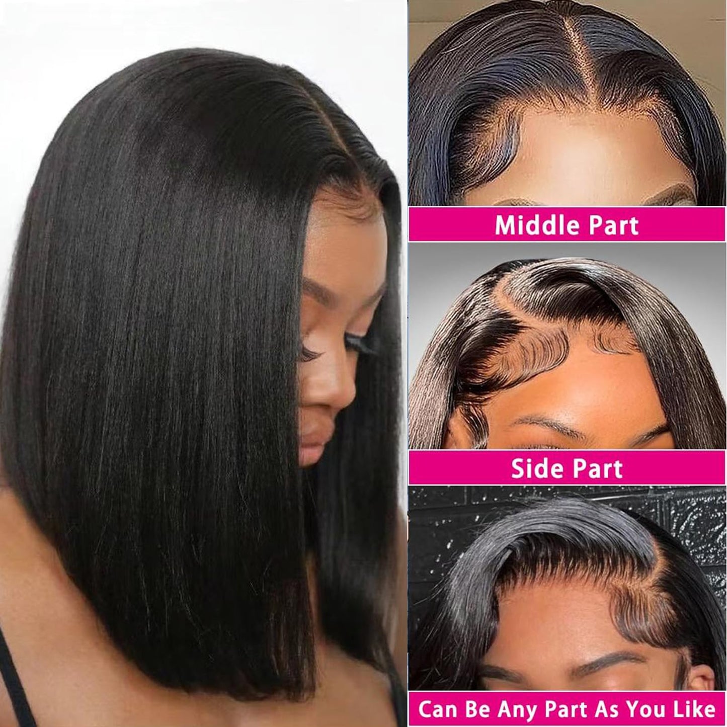 Bob Wig Human Hair Lace Front Wig Human Hair Short Bob Wigs Human Hair for Women 13X4 HD Transparent lace Front Pre Plucked With Baby Hair 150% Density Short Bob Wigs Human Hair for Women (13x4 Bob Wig Human Hair Black, 12 Inch)