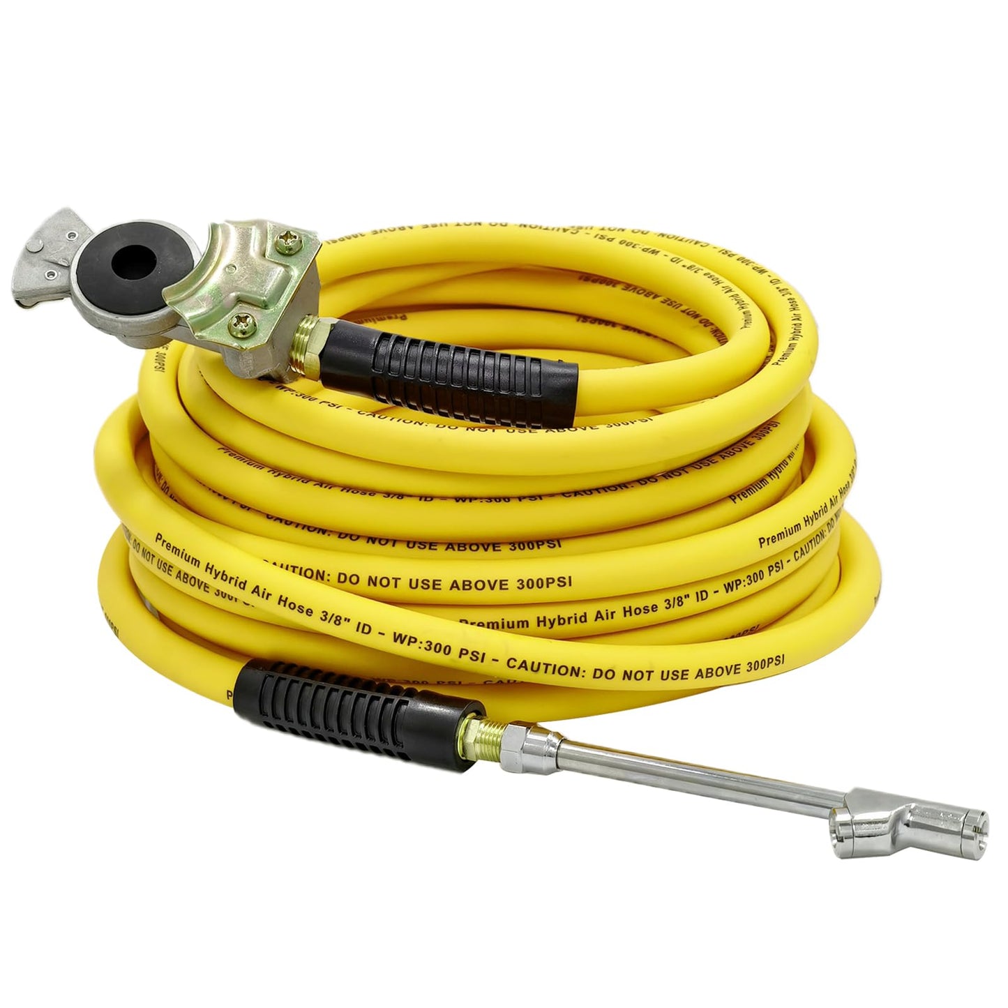 TIROL Glad Hand Air Hose Tire Inflator Kit 3/8 in x 50 ft Heavy Duty Hybrid Air Hose for Semi Truck Tractor Trailer, Lightweight Truck Inflator Kit with 1/4" NPT and 1/2" NPT Endings