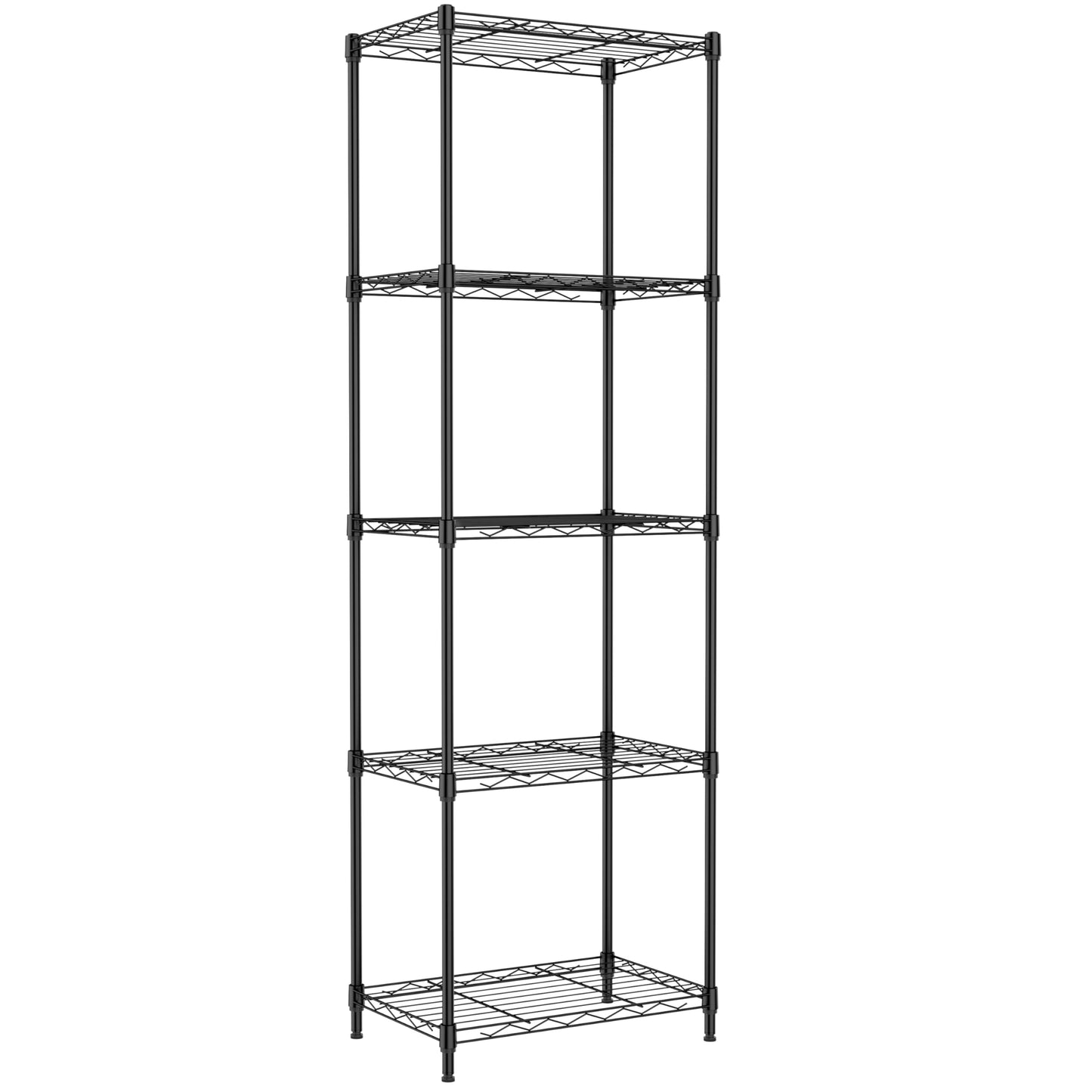 IZEUK 5-Shelf Shelving Unit - Heavy Duty Storage Shelving, Metal Wire Shelving, Storage Organizer Standing Rack for Kitchen, Office and Garage (Black, 5 Tier, 11.8" D × 17.7" W × 55" H)
