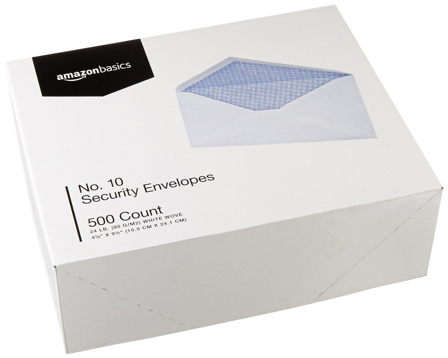 Amazon Basics #10 Security Tinted Business Gummed Envelopes, Moisture Sealed, 4-1/8 x 9-1/2 Inch, Pack of 500, One Size, White