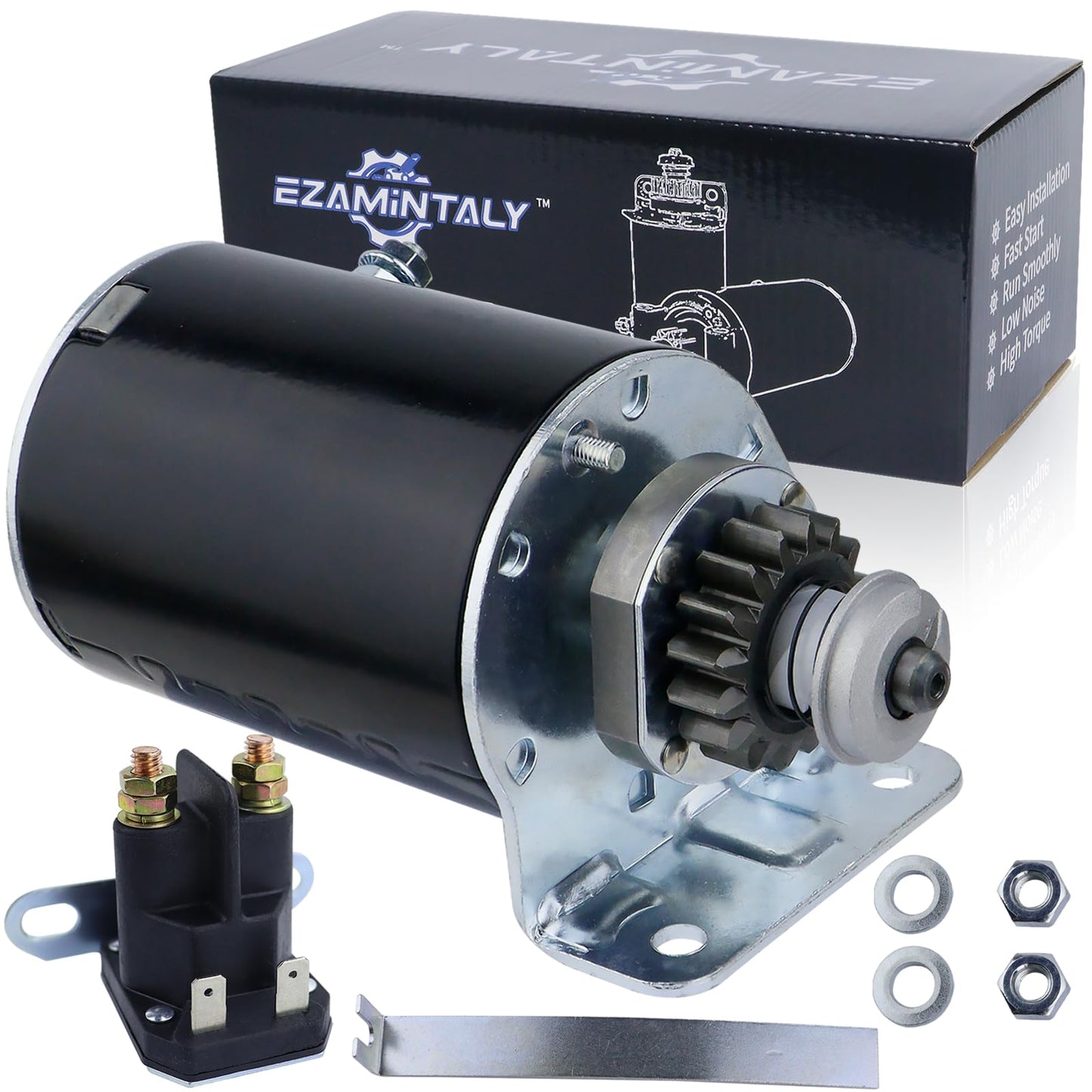 Ezamintaly Starter Steel Gear & Relay for John Deere L120 LA120 LA130 LA135 LA140 LA145 LA150 LA155 LA165 LA175 Z225 L118 LG497595 MIU13772 AM37352 AM39137 AM122337