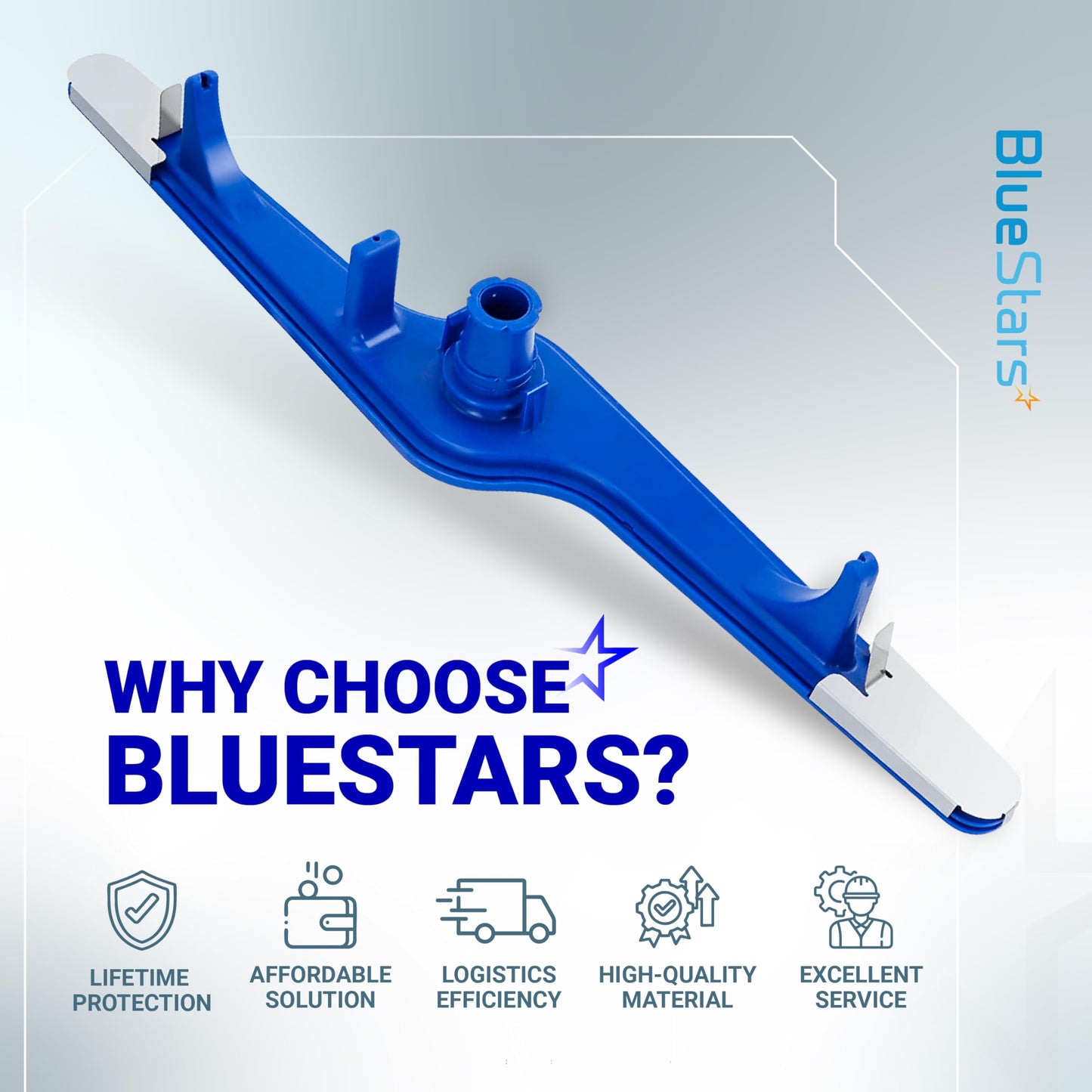 BlueStars 5304517203 Dishwasher Lower Spray Arm - Compatible with for Frigidaire Electrolux Kenmore Dishwashers - Replaces 154568001 154414101 154568002 PS12585623 AP6783883 1542508 154250801