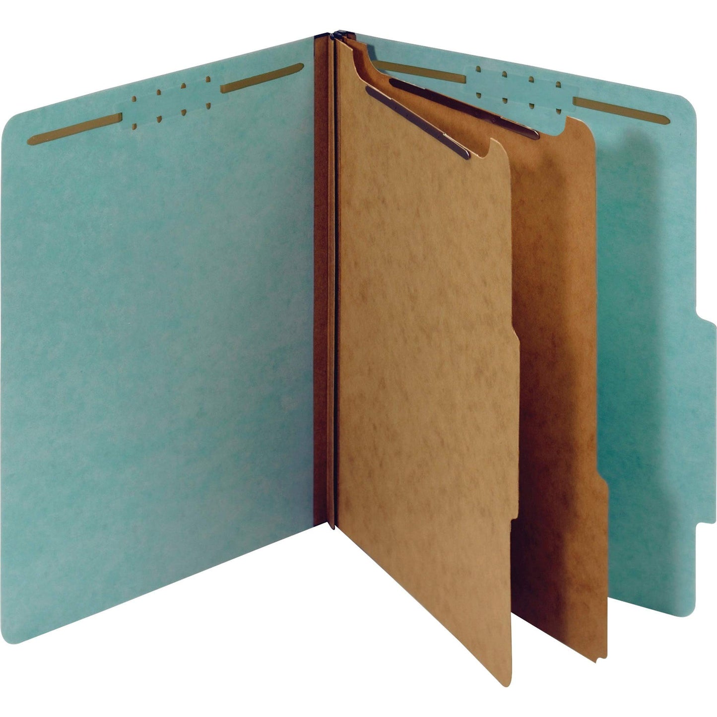 Globe-Weis 100-Percent Recycled Classification Folders, 2/5 Cut Tab, 2 Dividers, 2-Inch Embedded Fasteners, Letter Size, Blue, 10 Per Box (24030R)