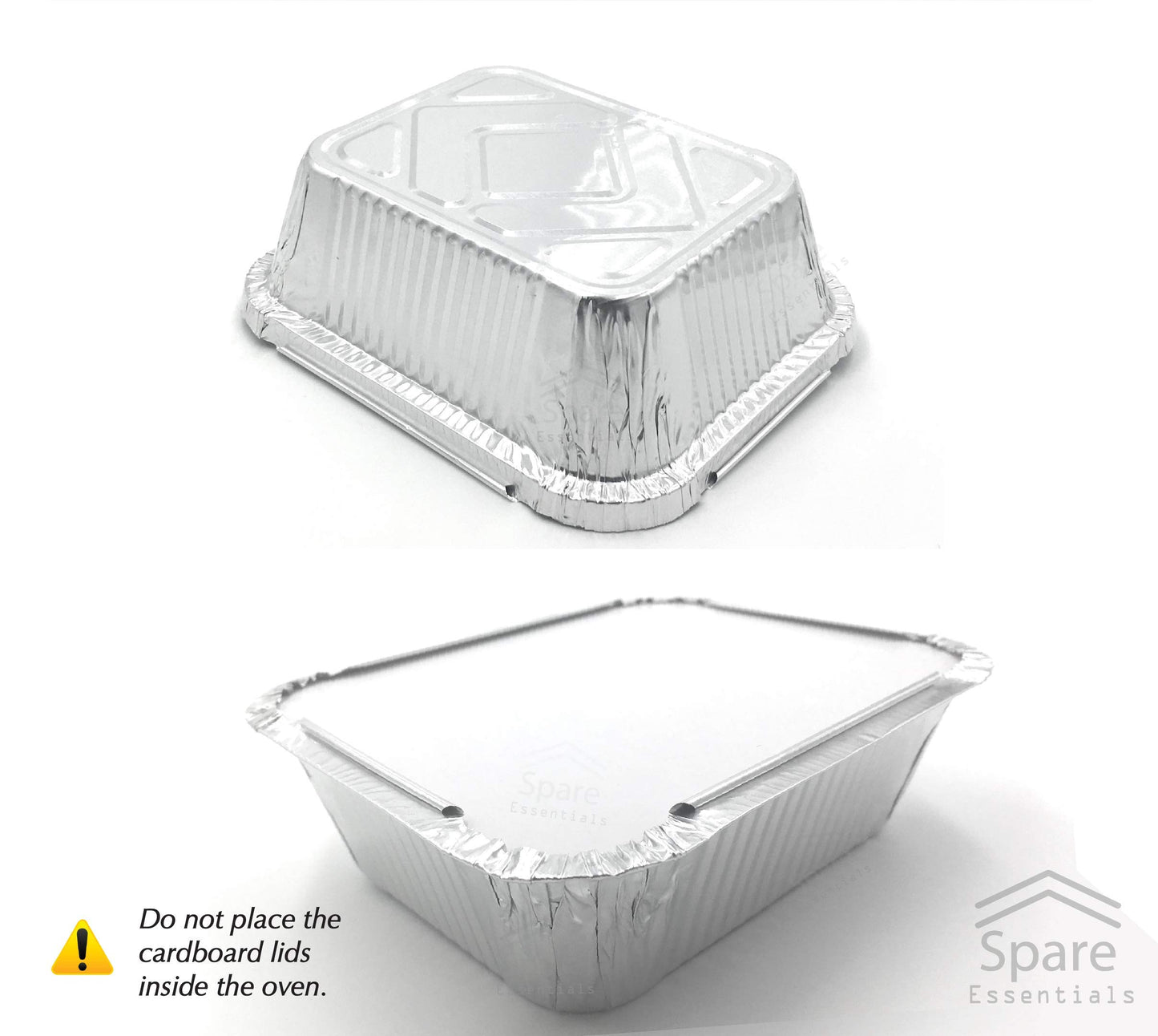 Spare Essentials 110 Pack - 1LB Small Foil Pans with Lids - Aluminum To Go Food Containers with Lids - 1lb Mini Aluminum Pans - Freezer Safe Foil Take out Trays - Heat proof Meal Prep Containers