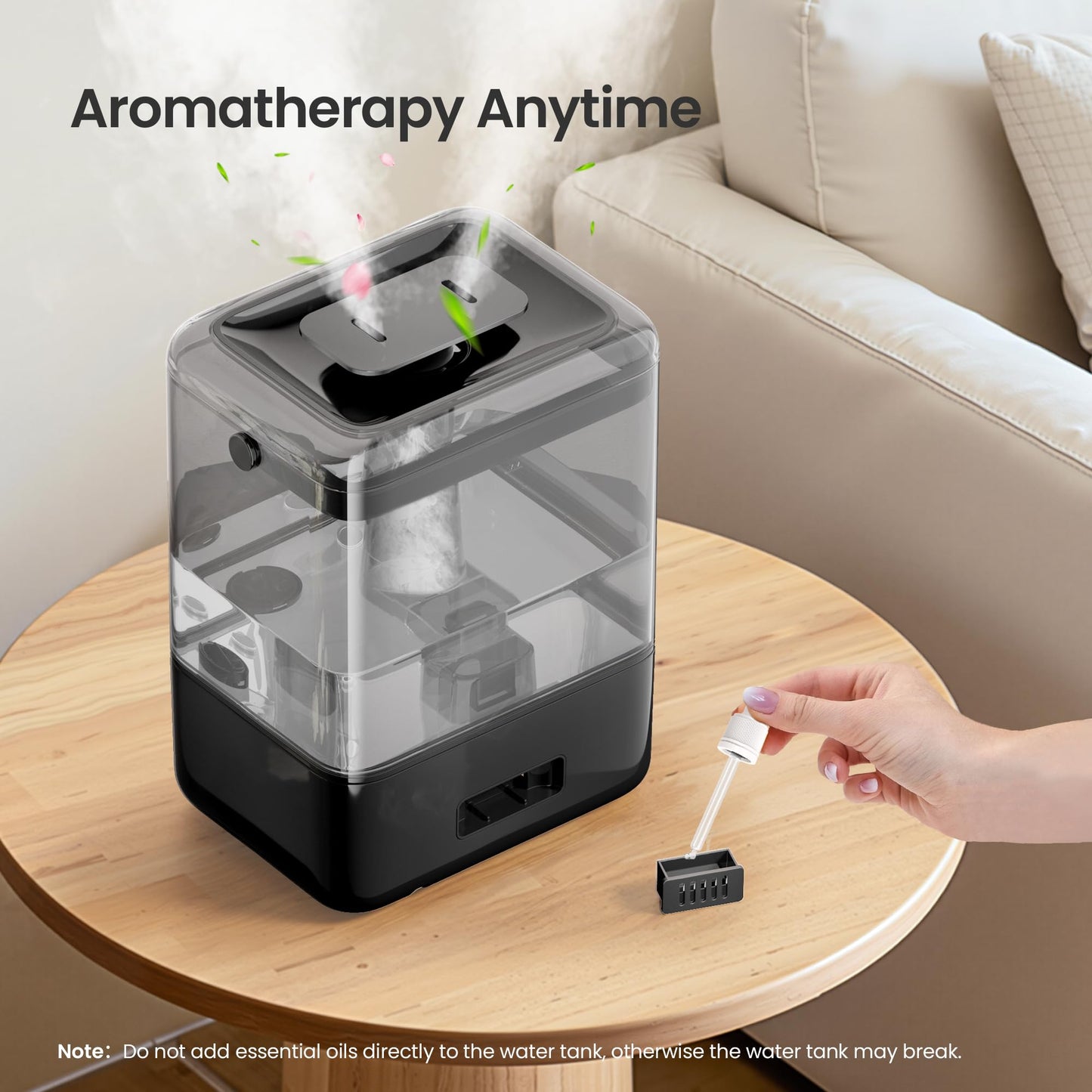MERONTE 6L Smart Humidifiers for Bedroom Home, 360° Adjustable Nozzle, Timer, Auto Shut Off, Touch/APP/Voice Control, 7-Color Night Light, Top Fill Essential Oil Diffuser for Baby & Plant, Black 1Pack
