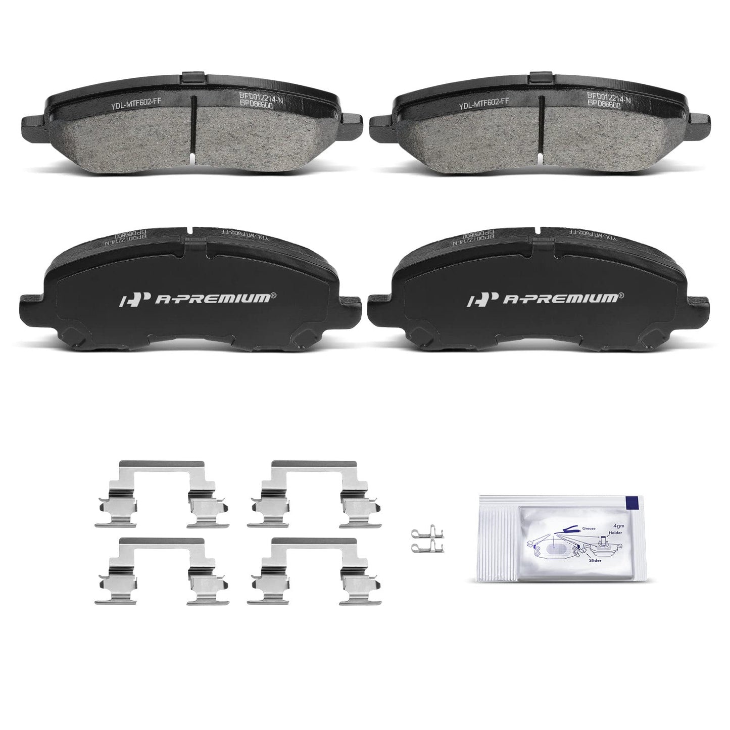 A-Premium Front Ceramic Disc Brake Pads Set Compatible with Select Chrysler, Dodge, Jeep and Mitsubishi Models - 200, Sebring, Avenger, Caliber, Stratus, Compass, Patriot, Eclipse, Galant, Lancer, RVR