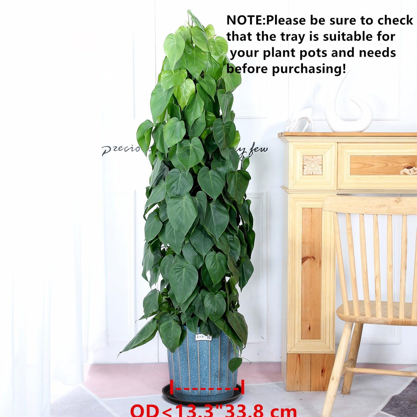Grespri 15 in Plant Saucers, 5 Pack Black Plastic Trays with 1.6 in Deep Well, Glossy Drip Pans for Indoor/Outdoor, Fits Pot Bases up to 13.3 in, Weather-Ready for Large Pots & Grow Bags
