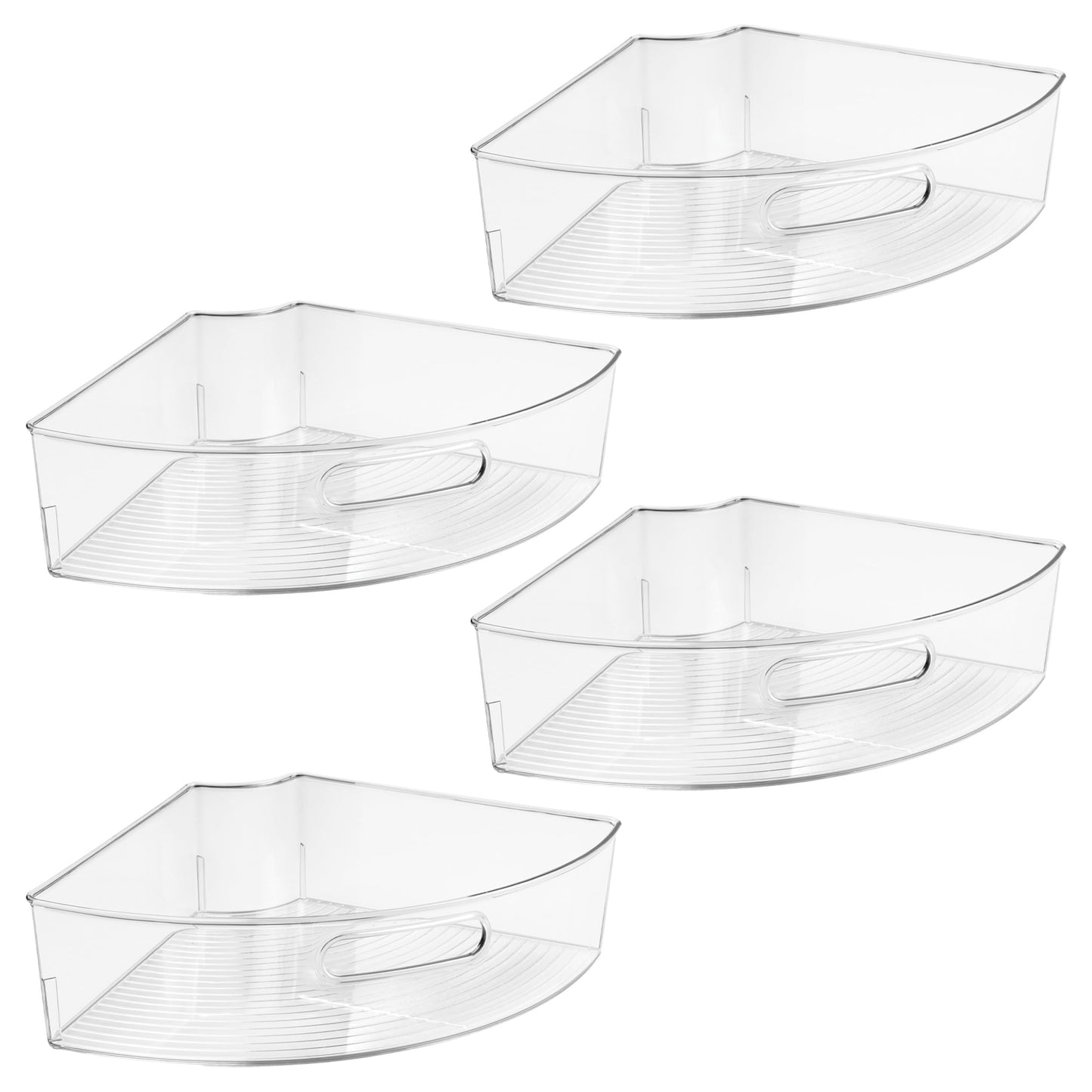 iDesign Lazy Susan 1/4 Wedge Organizer Bin with Handle - Corner Cabinet Organizer - Set of 4 - Clear