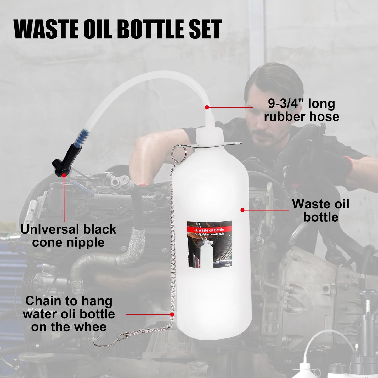 SGT 3L Brake Bleeder Kit,Manual Brake Bleeder Fluid Pump with 1L Brake Fluid Bleed Bottle and 4 Master Cylinder Adapters for Most Vehicles