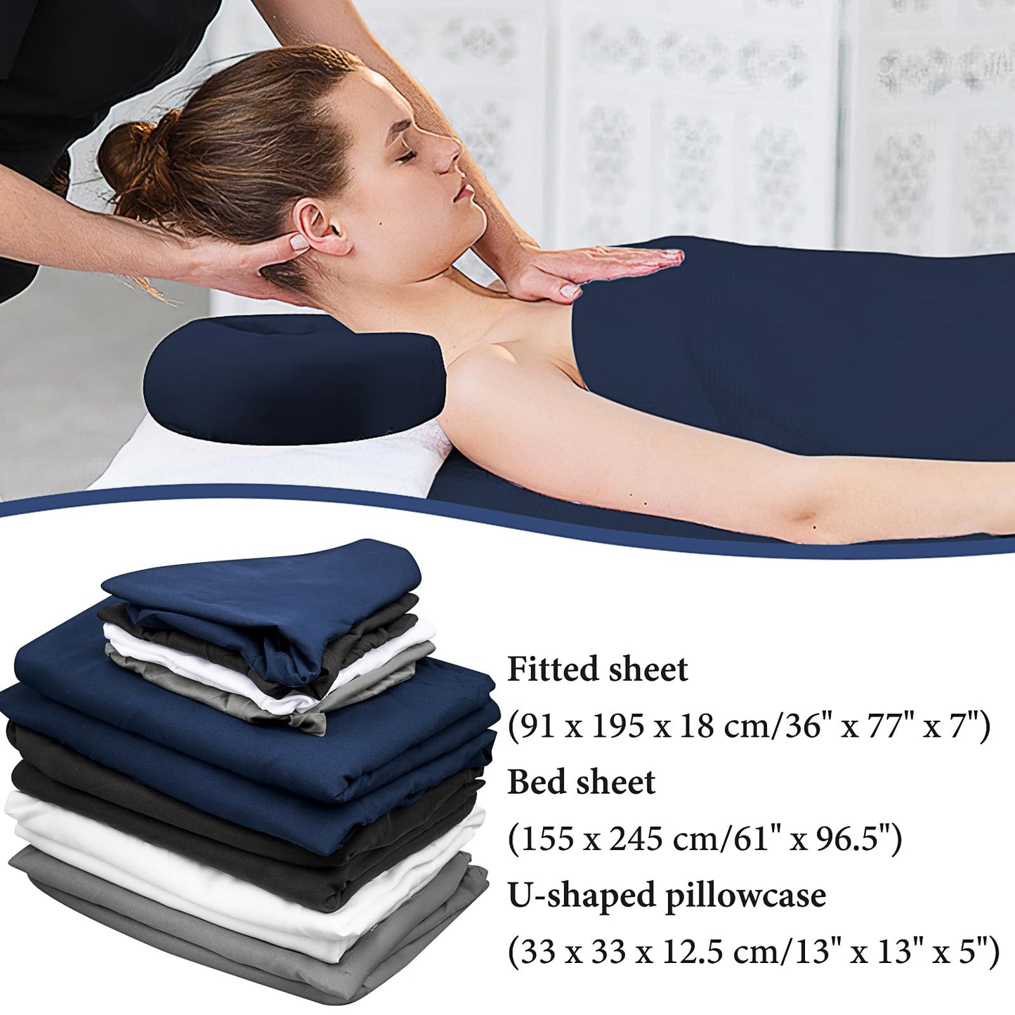 4 Sets Massage Bed Sheets Soft Microfiber, Spa Bed Sheets for Esthetician Includes Massage Table Cover, Fitted Sheet, Face Rest Cover, Resistant Oil and Wrinkle (4 Colors)