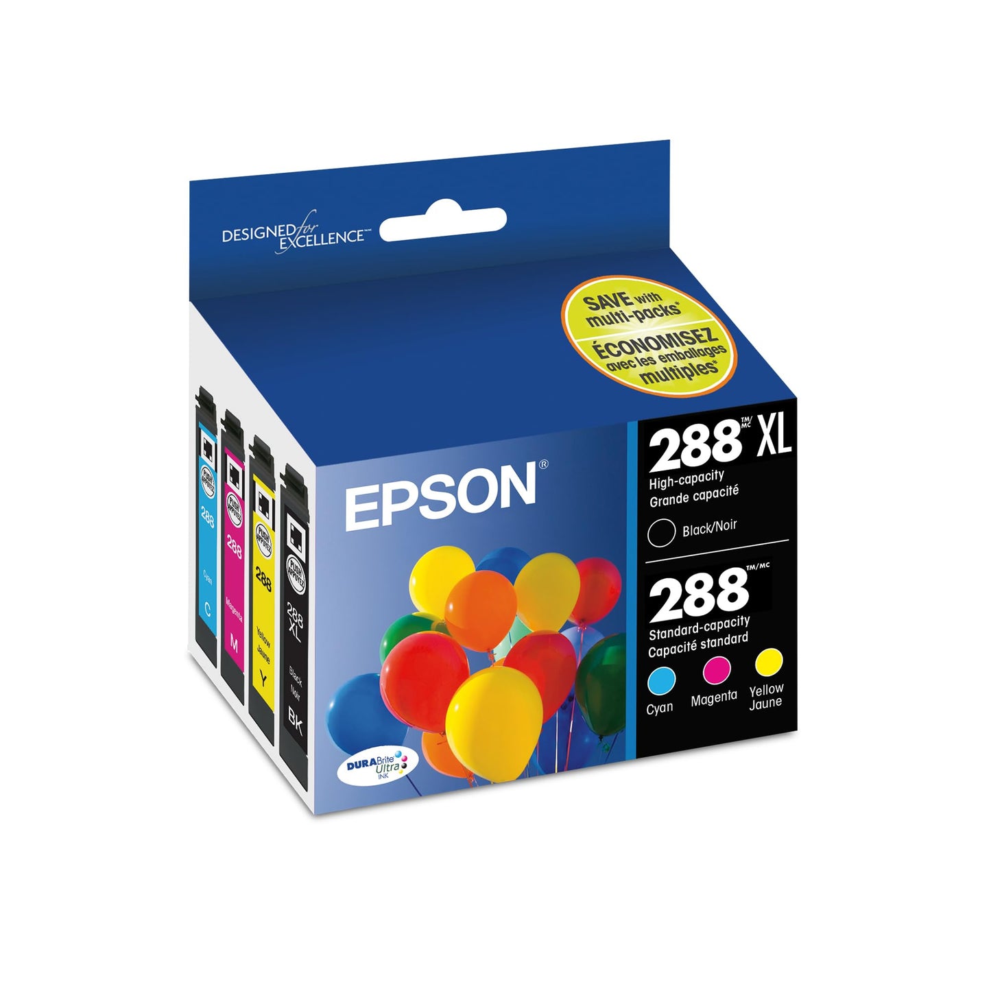 Epson T288XL-BCS Cartridge Ink, 4 Pack, Black