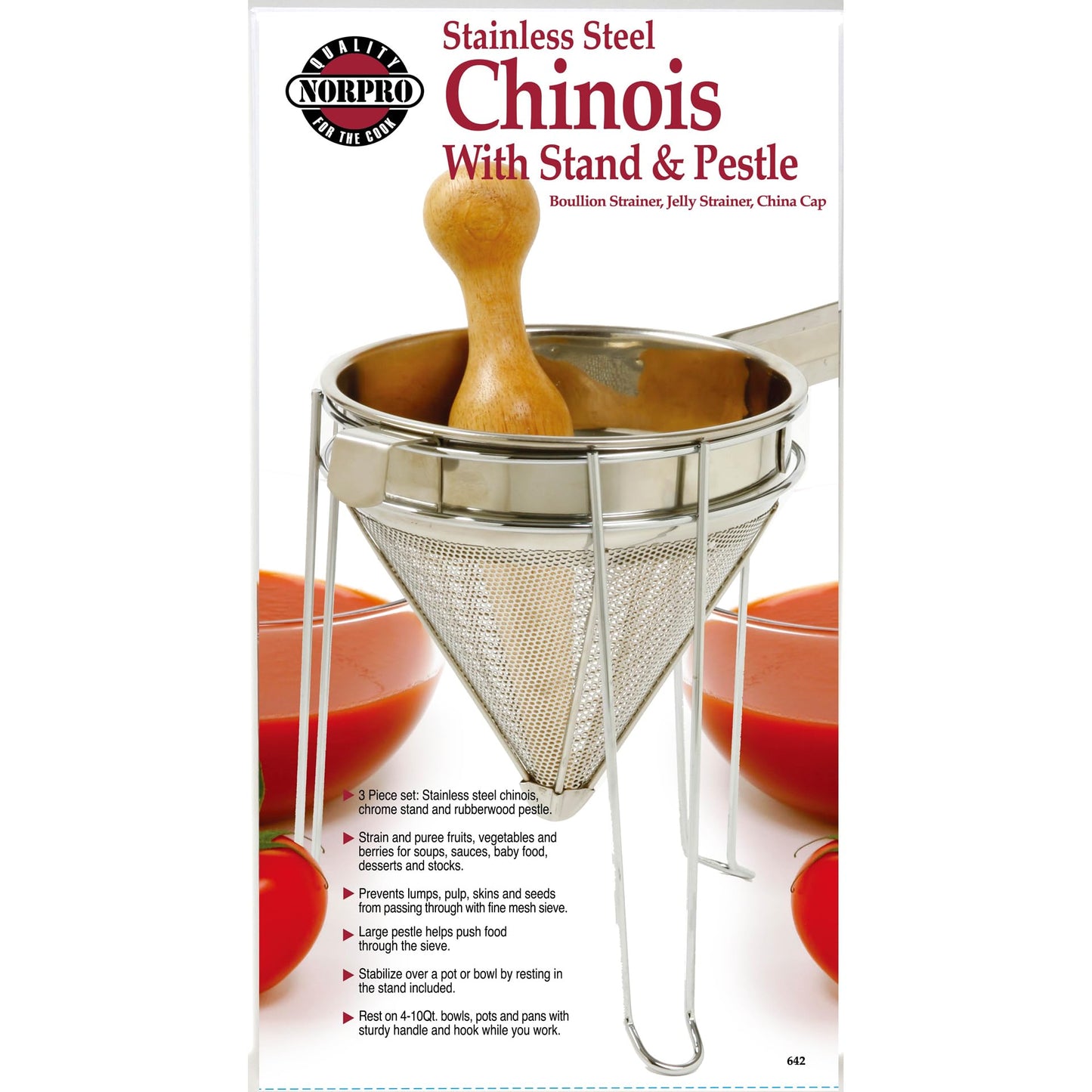 Norpro Stainless Steel Chinois with Stand and Pestle Set 9" x 7" x 7"