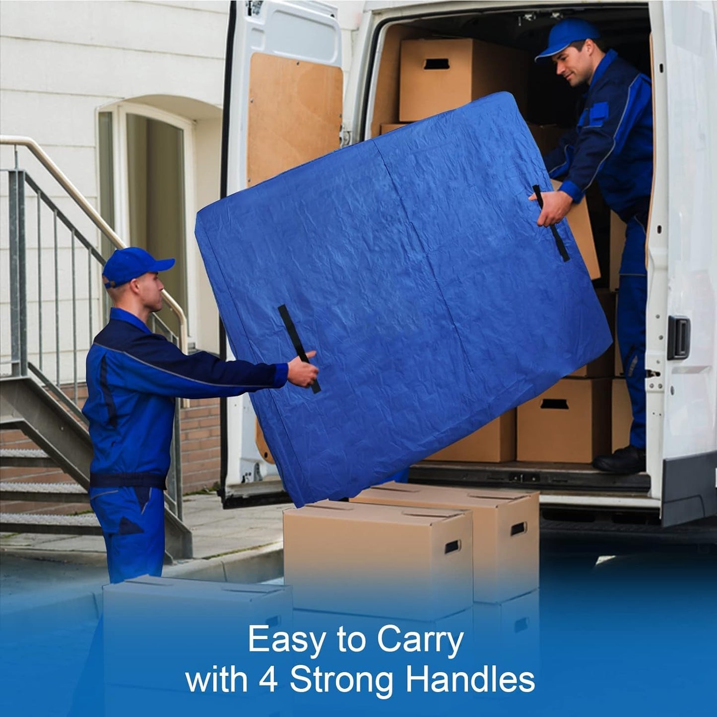 Mattress Bags for Moving and Storage Full Size, Reusable Mattress Storage Bag, Waterproof Mattress Encasement for Moving with Heavy Duty Handles and Strong Zipper, Blue