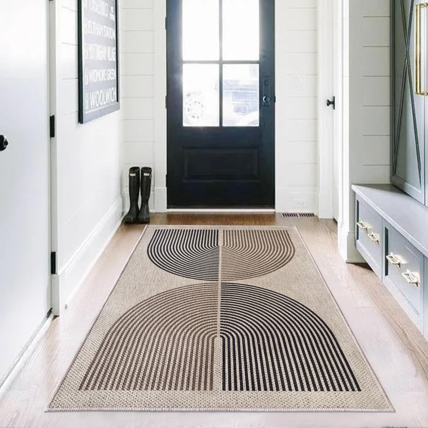 Caknowow Easy Jute Front Door Mat Indoor 3x5 Entrance Rug Washable Entryway Rugs Low Profile Mud Trapper Floor Mat for House Bobo Indoor Mats for Entrance Front Door Mudroom(Rainbow)