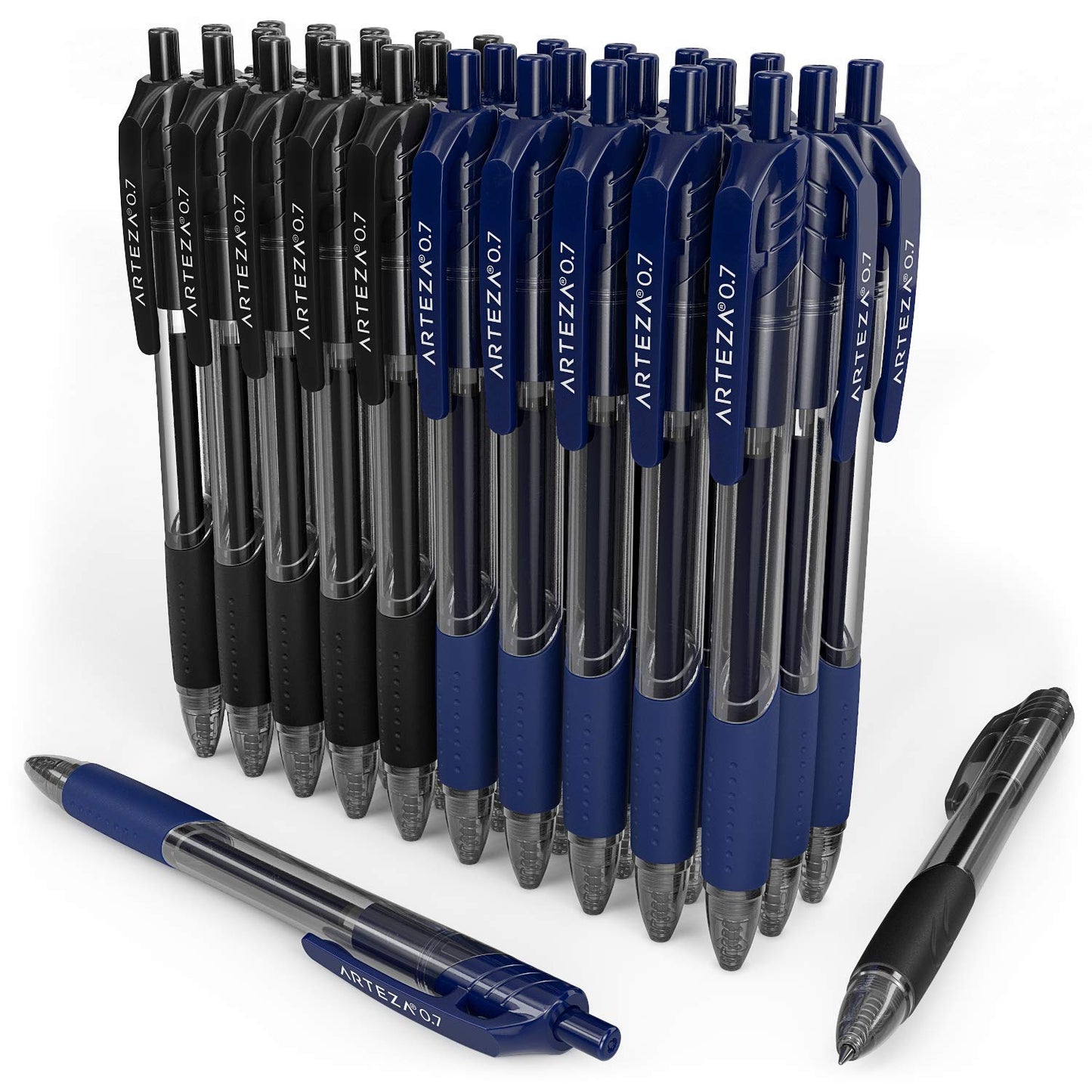 ARTEZA Gel Pens, Set of 30 – 15 Black & 15 Blue Retractable Rollerball Pens, 0.7 mm Medium Point for Office, School & Daily Writing Tasks