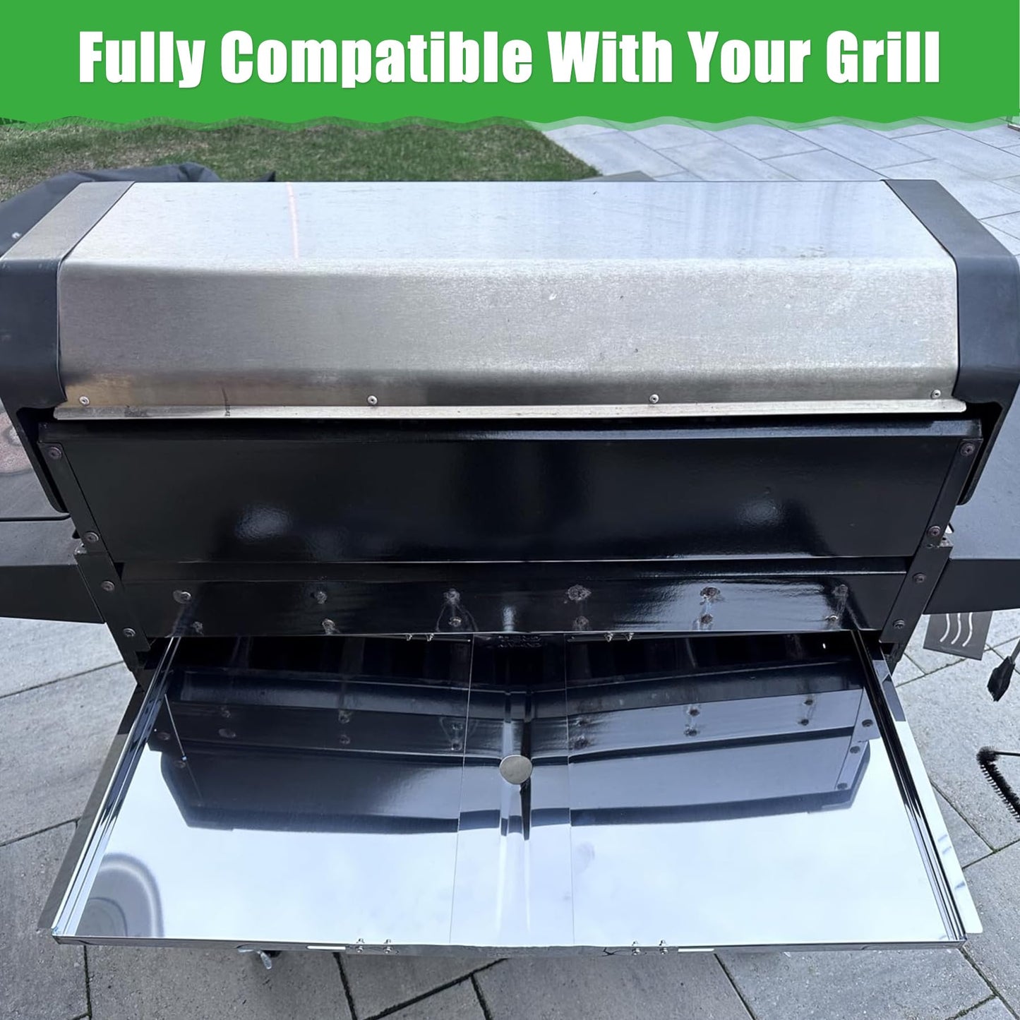 Grease Tray with Catch Pan 24"-30" Universal Adjustable Stainless Steel Drip Pan Replacement Parts for Nexgrill, Dyna Glo, Kenmore, Uniflame, Backyard, BHG, Expert Grill and More