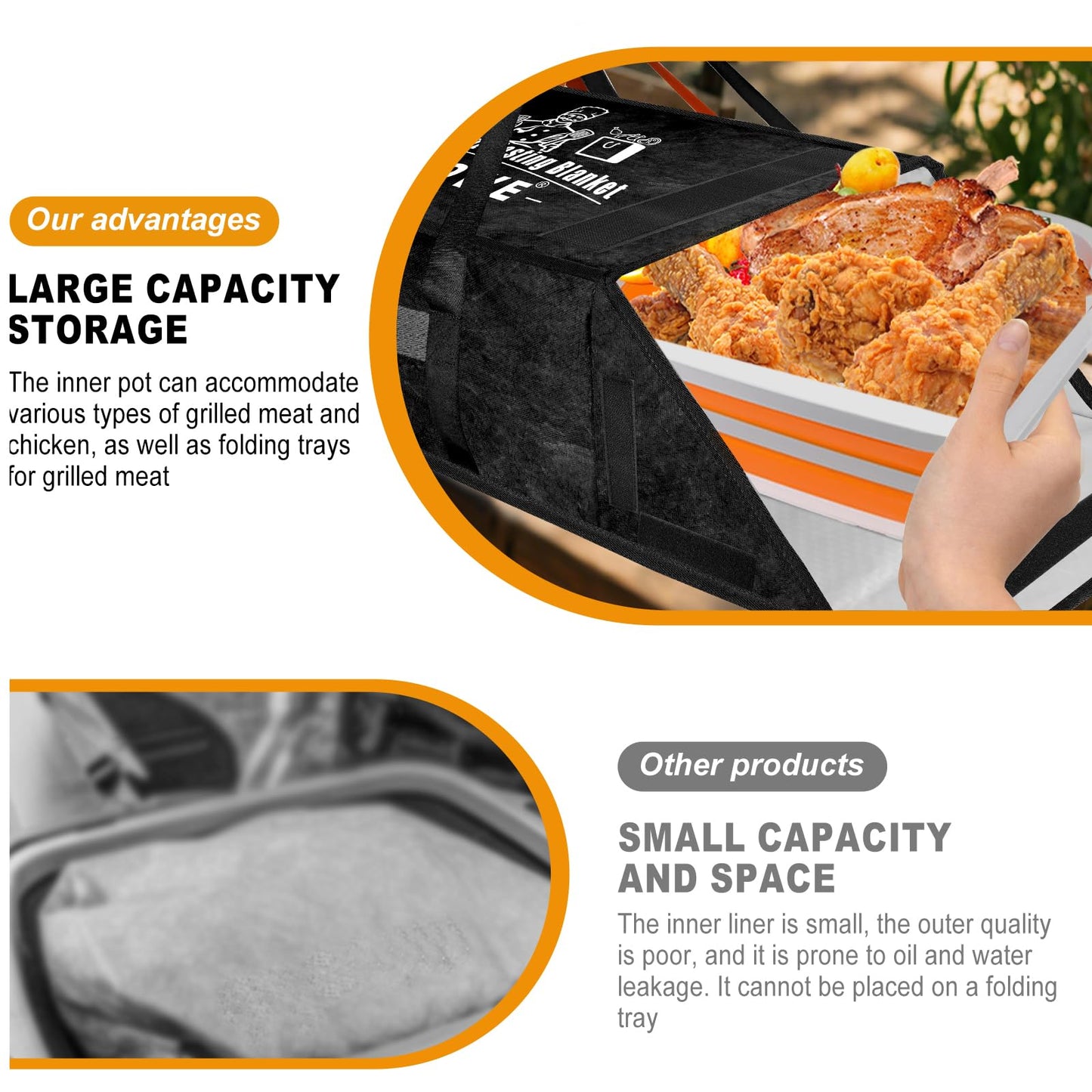BBQ Blanket for Resting Meat - Insulated Meat Resting Bag for Smoking & Grilling | Compatible with Multiple models BBQ Prep Tub for Large Brisket/Beef/Pork Shoulders, Gifts for Men, Christmas Gifts