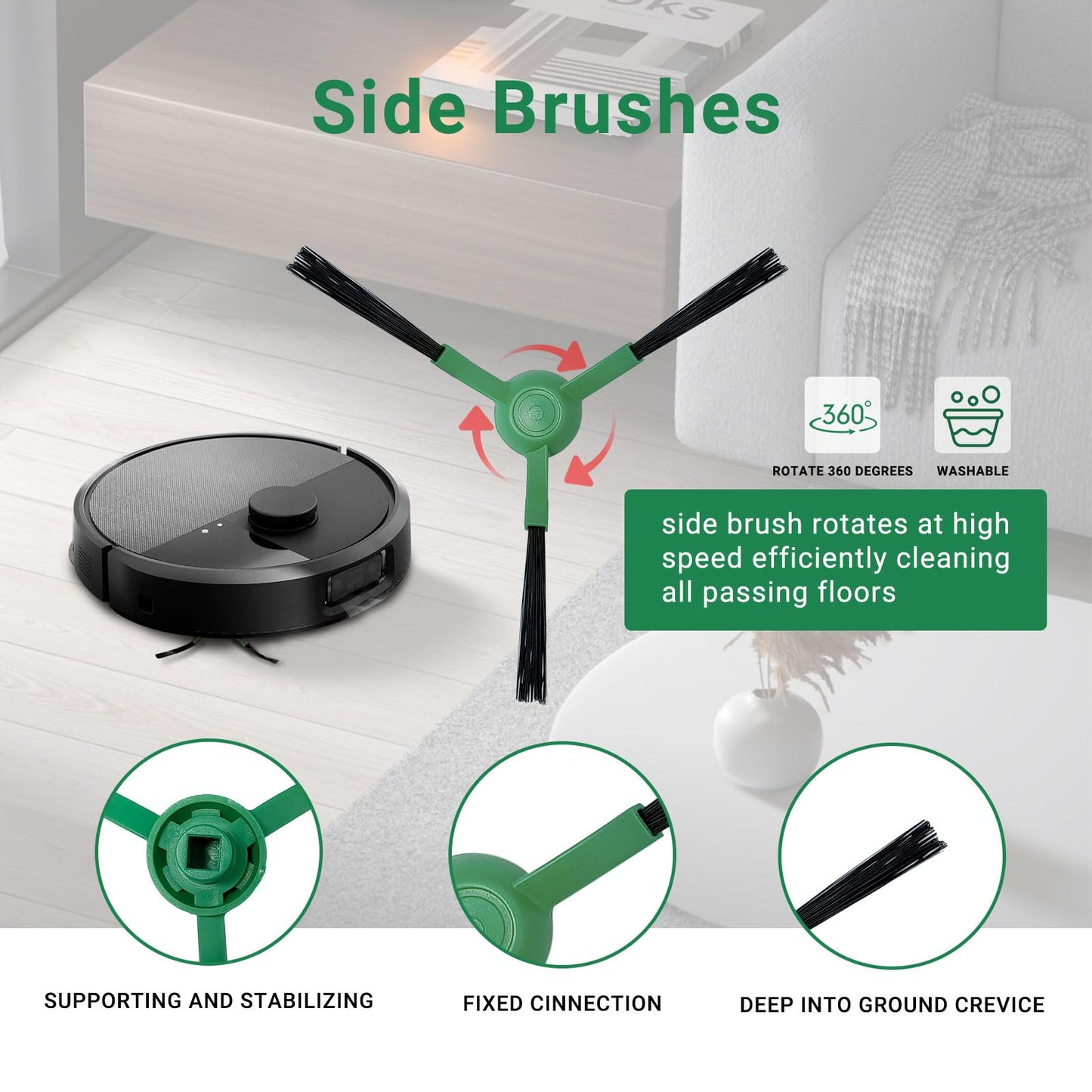Replacement Parts Kit for iRobot Roomba Plus 505/405 Combo Robot Vacuum Cleaner :2 Roller Brush, 6 Mop Pads, 6 Hepa Filters, 8 Side Brush, 6 Vacuum Bags Accessories