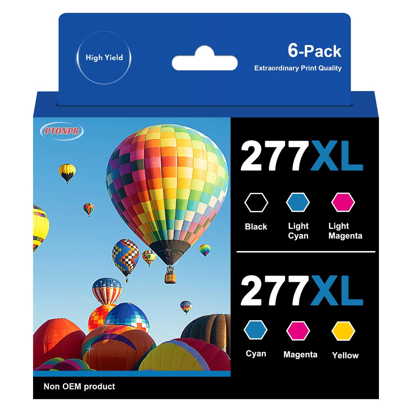 277 277XL Ink Cartridges Combo Pack High Yield PTONPR Replacement for EPSON 277XL 277 T277 Ink Cartridge with XP-850 XP-860 XP-950 XP-960 XP-970 Printer (6-Pack, 1BK 1C 1M 1Y 1LC 1LM)