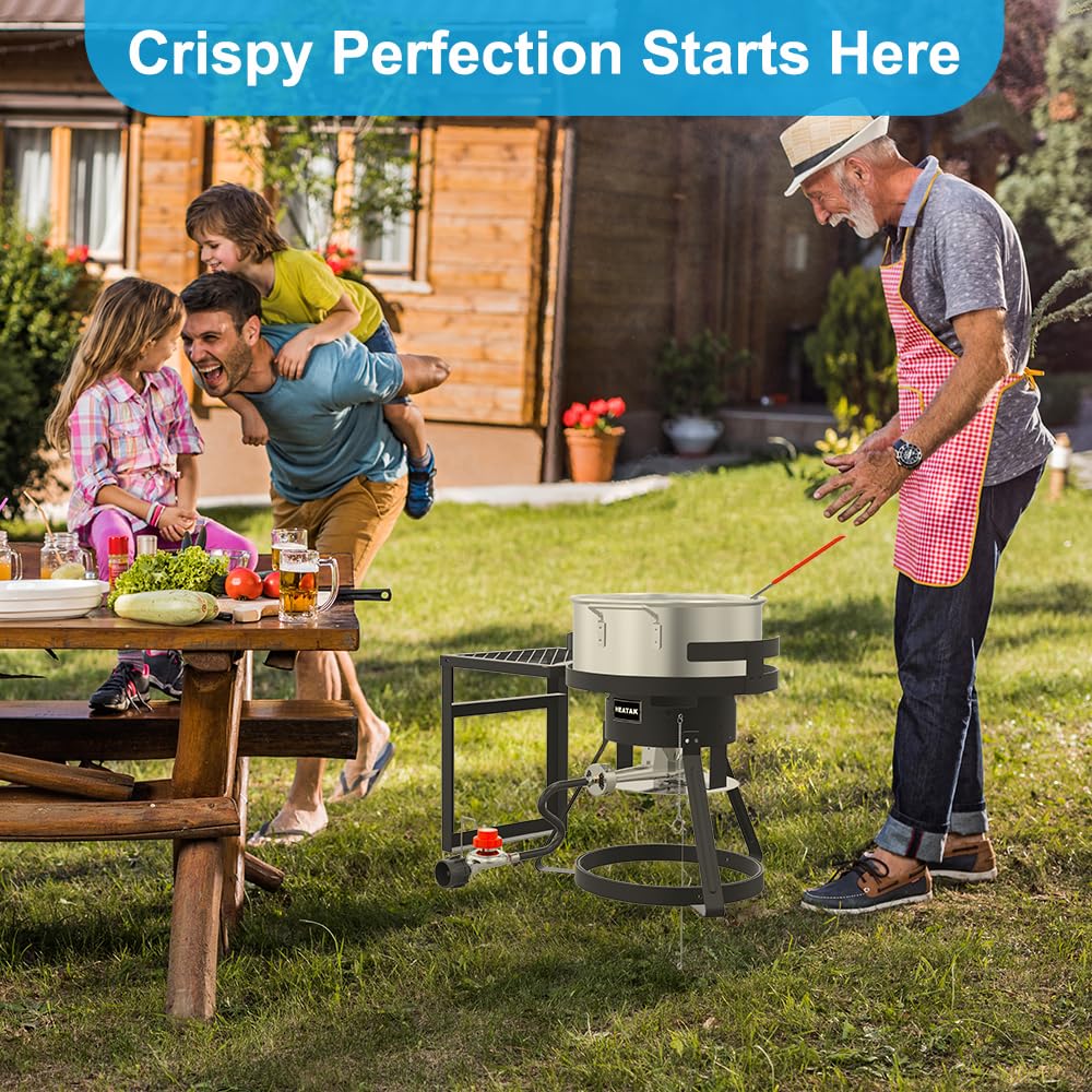 10QT Outdoor Fish Fryer Kit – Heavy-Duty Aluminum Pot & 6.7QT Basket, Propane Deep Fryer for Seafood, Turkey, Chicken & More