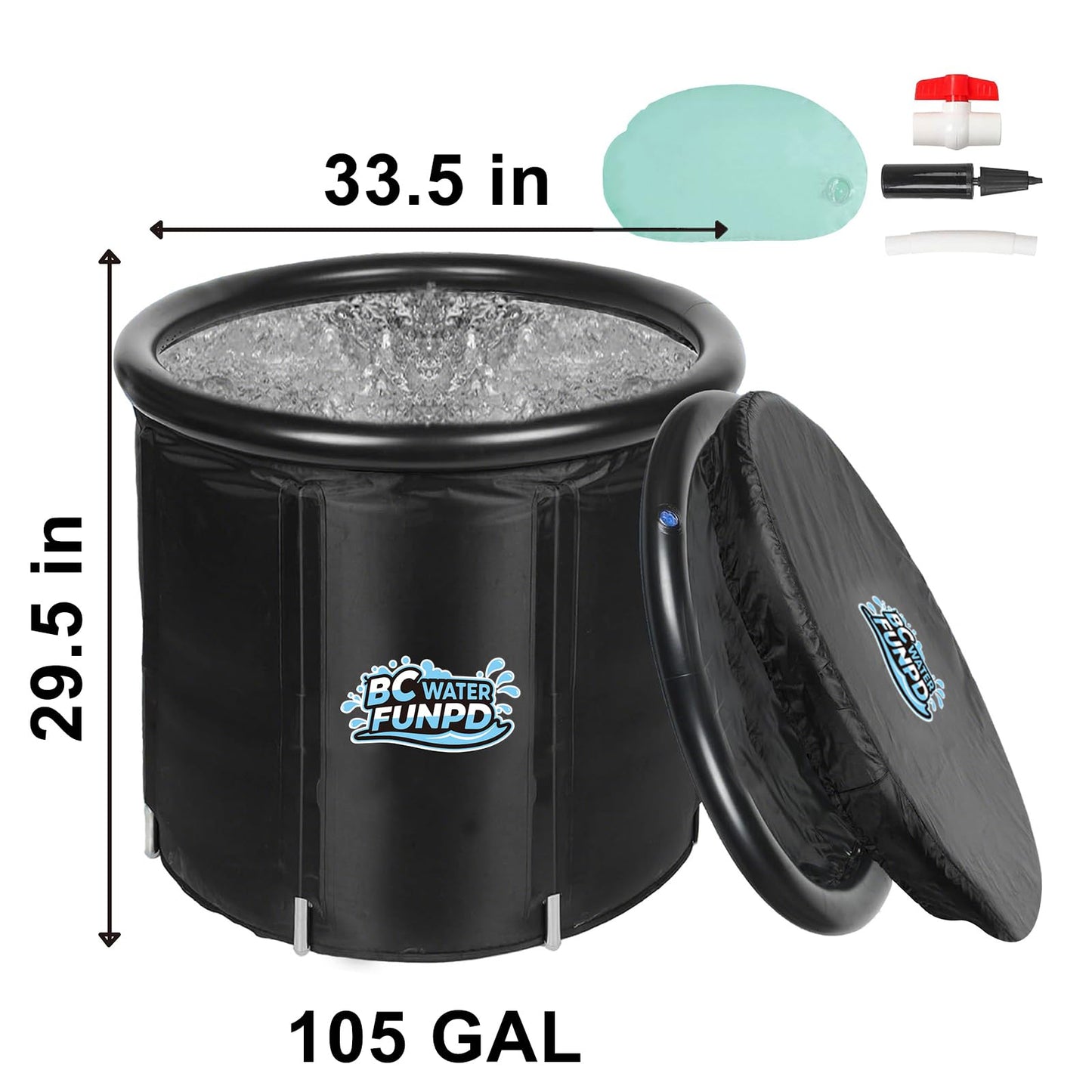Ice Bath Tub for Athletes - Cold Plunge Tub Portable Ice Bath with Cover for Recovery & Cold Water Therapy, Inflatable Cold Plunge for Indoor Outdoor 85 * 75 cm