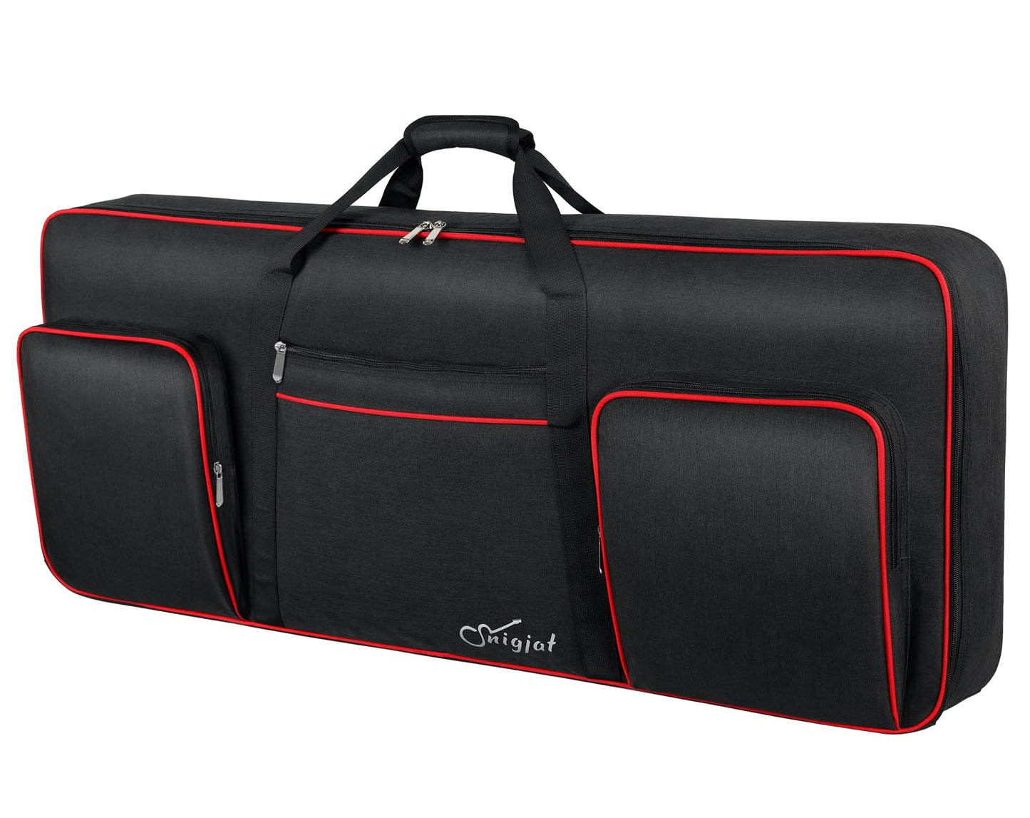 SNIGJAT 61 Key Keyboard Case, Soft Piano Bag with 0.32 inch Cotton, 61 Key Keyboard Bag with Handle & Shoulder Straps, Piano Keyboard Case with 3 Pockets for Accessories (Size: 39.5"x15.8"x4.8")