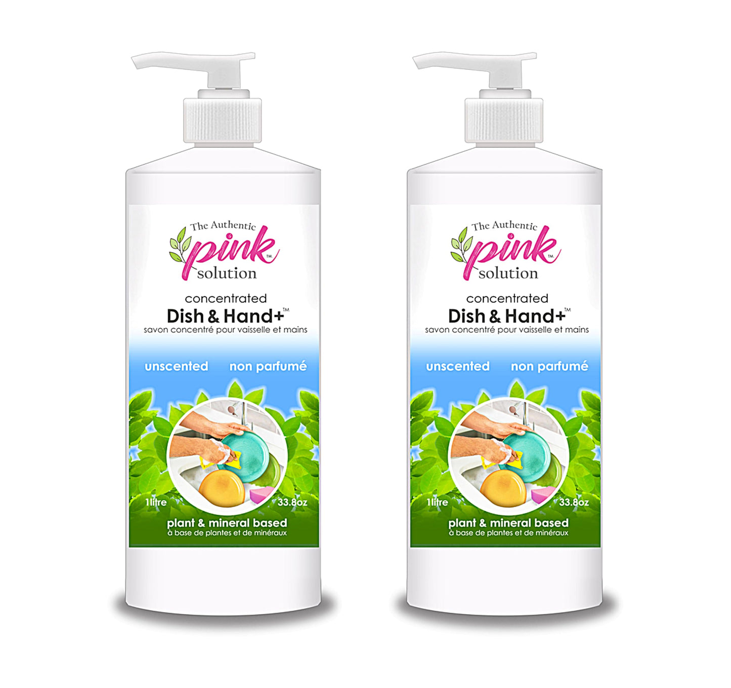 Pink Solution 1L Dish & Hand Soap (2 pack) (Unscented)