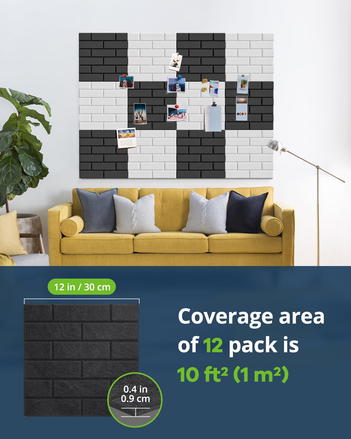 12 Pack Acoustic Foam Panels 12"X12"X0.4" Soundproof Foam Wall Decoration Sound Deadening Panels High-Density Soundproof Wall Panels, Sound Absorbing Panel for Home & Offices(Black)
