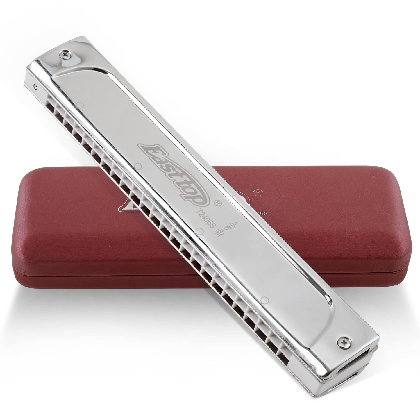 East top 24 Hole Tremolo Harmonica Key of C, Professional Harmonica C Tremolo Harmonica C 24 Hole Armonica Musical Instrument Mouth organ for Professional Player, Beginner, Students, Gift