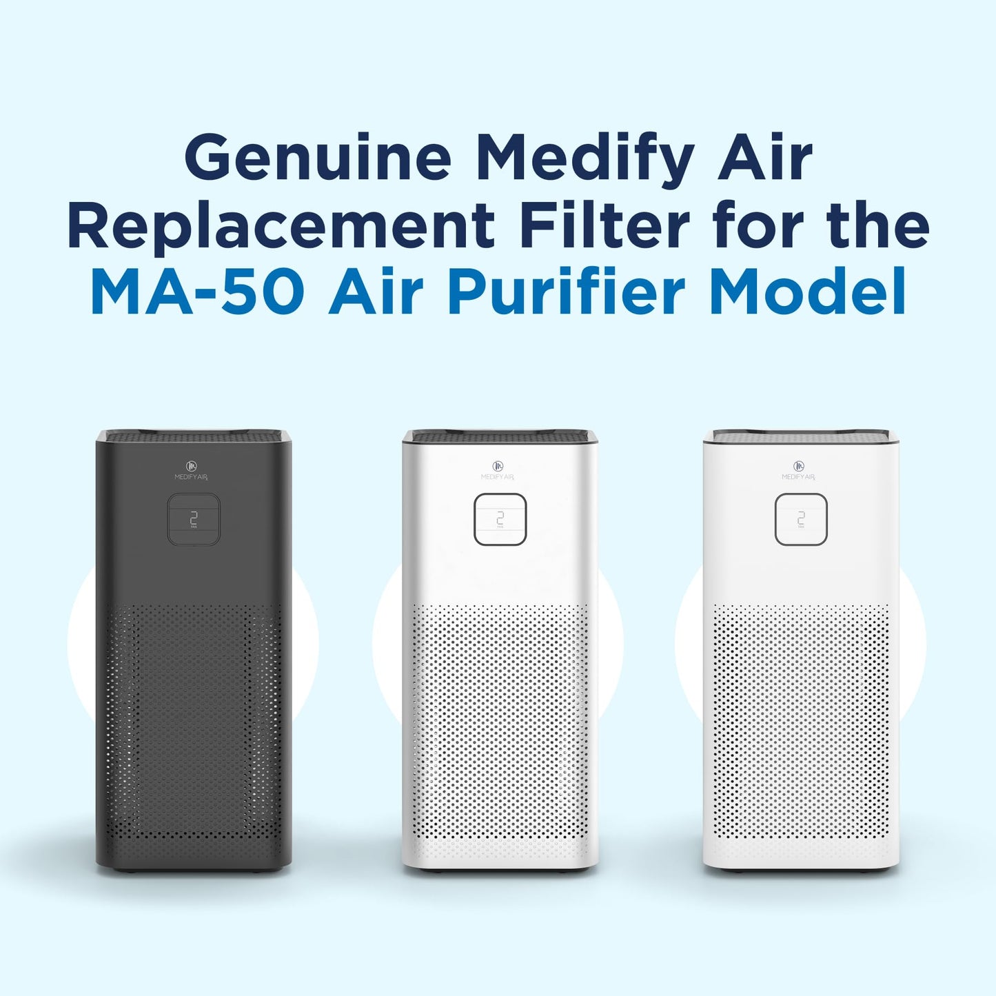 Medify Air MA-50 Genuine Replacement Filter | for Smoke, Smokers, Dust, Odors, Pet Dander | 3 in 1 with Pre-Filter, H13 HEPA, and Activated Carbon | Removal to 0.1 Microns | 2-Pack