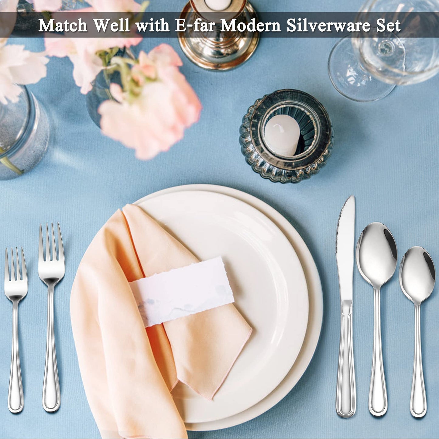 Teaspoon Set of 12, E-far 6.7 Inch Stainless Steel Spoons for Kitchen or Restaurant, Non-toxic & Mirror Polished, Easy to Clean & Dishwasher Safe