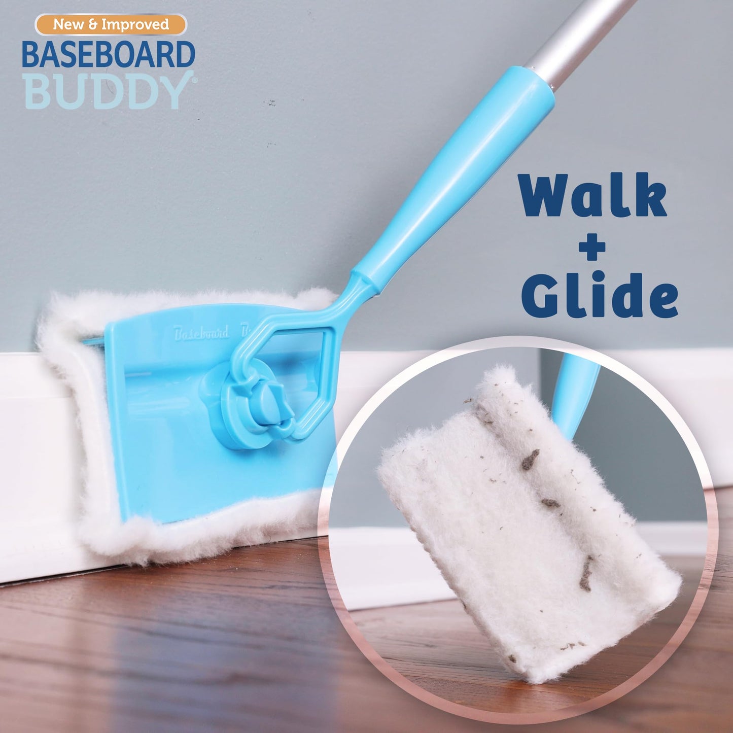 Baseboard Buddy 20-Pack Replacement Pads | Reusable Cleaning Pads for Wet & Dry Use | Trap Dust, Dirt & Pet Hair | Mop Pad Refills for Baseboards, Trim, Molding & More