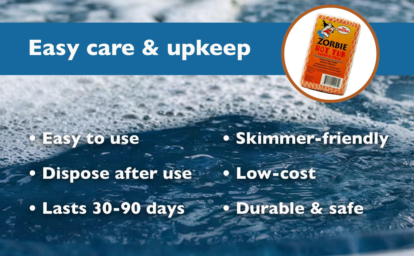 Water Bobble Hot Tub Oil Scum Absorber - Scum Absorbing Sponge for Spas and Hot Tubs - Naturally Cleaner Water with Spa Sponges for Hot Tubs - Orange Floating Bobble with String- 2 Pack