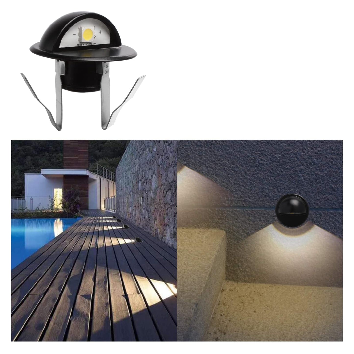 YZGWZLD LED Deck Lights with Photocell,12 Pack Black Low Voltage Φ1.38 IP67 Waterproof Stairs Light Outdoor Garden Yard Landscape Pathway Step Basement Warm White LED Lighting