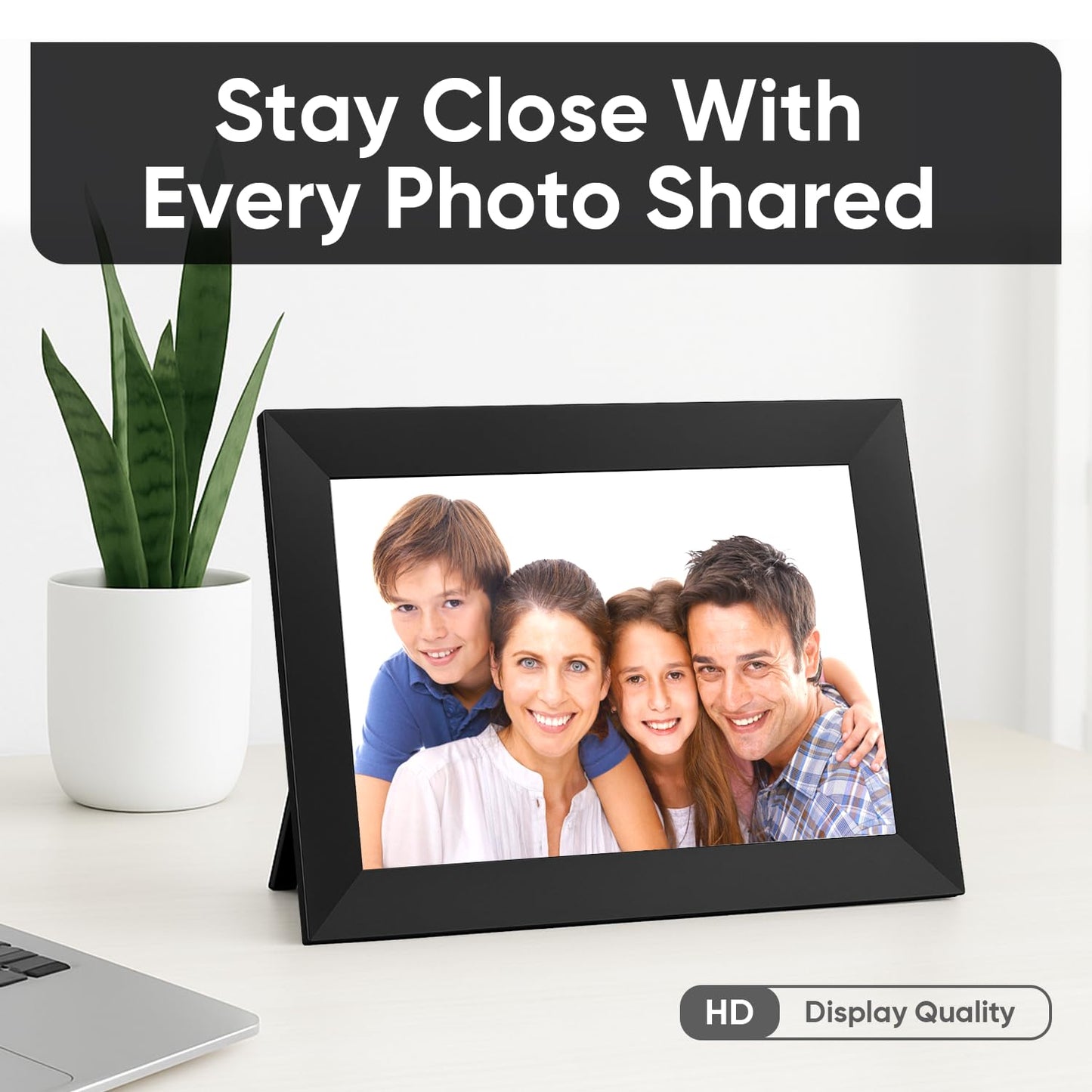 10.1 Inch WiFi Digital Picture Frame, 1280×800 HD IPS Touch Screen, 16 GB Memory, Auto‑Rotate, Wall‑Mountable