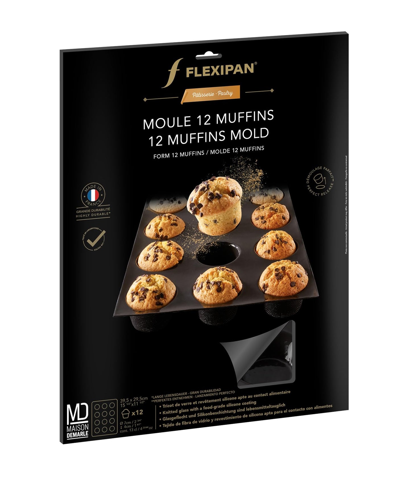 Silpat Flexipan Muffin Pan - The Original Non-Stick Cupcake Mold Handcrafted in France Since 1965 - Trusted by World-Class Chefs - Certified Food Safe Flexipan® Technology (12 Muffins)