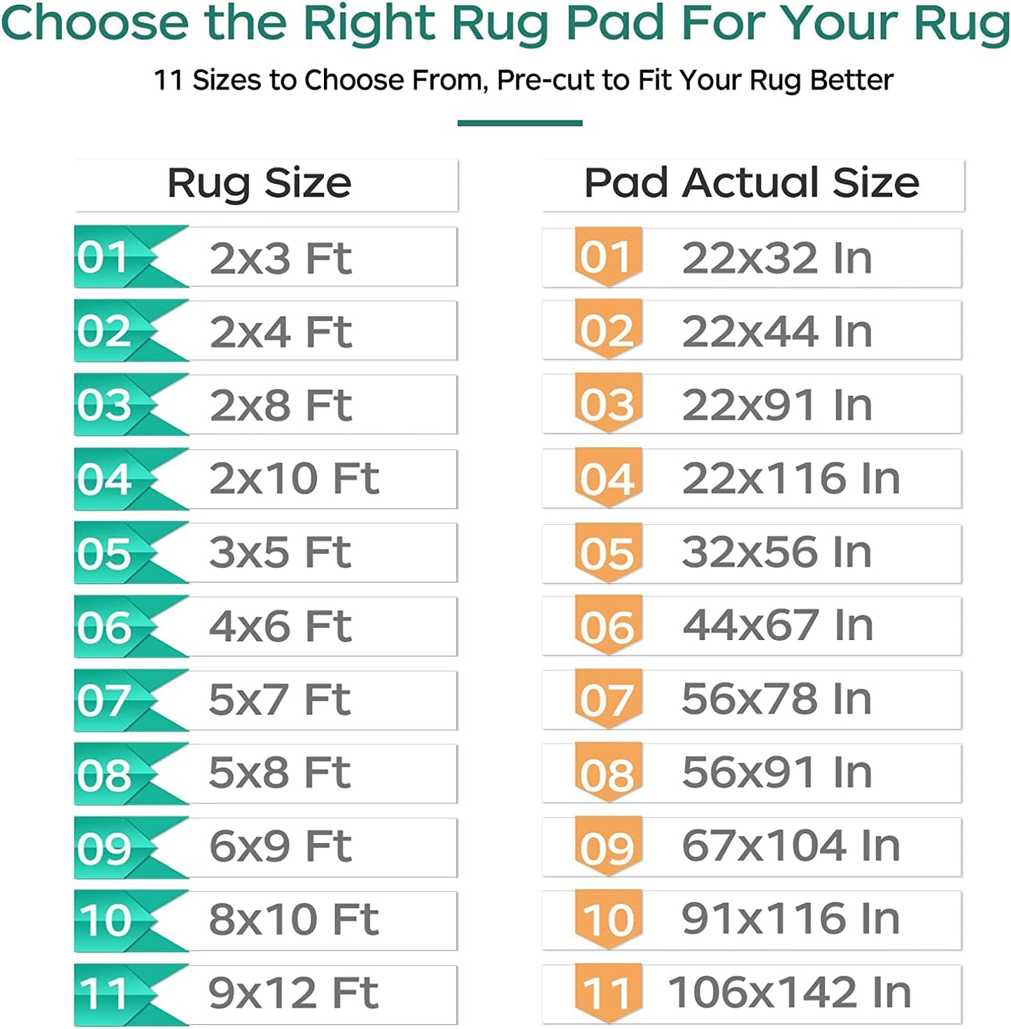 BAGAIL BASICS Non Slip Rug Pad Gripper 10 x 14 Feet Extra Thick Carpet Pads for Area Rugs and Hardwood Floors, Keep Your Rugs Safe and in Place