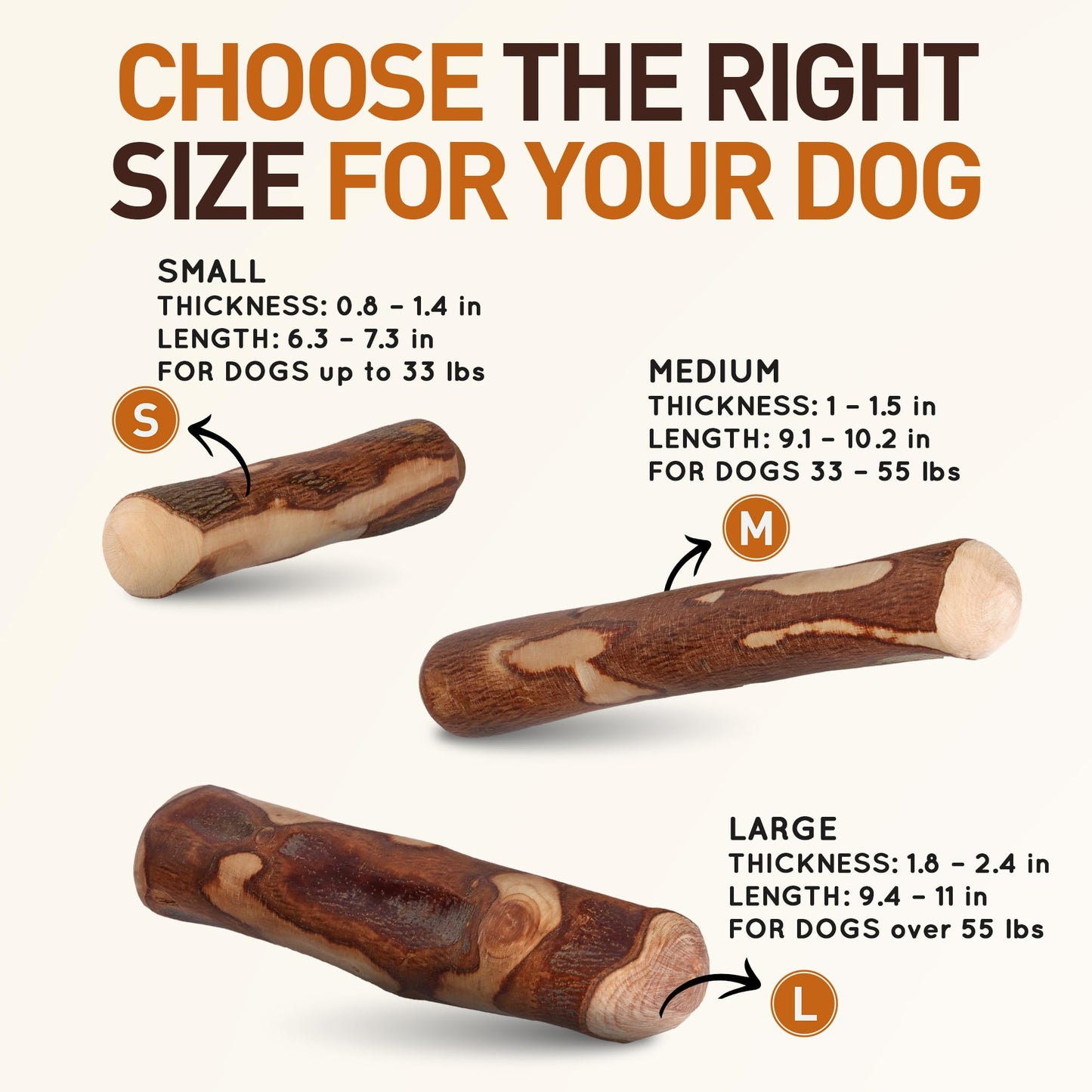 Wildfang® Olive Wood Chewing Sticks for Dogs, L – Tough Chew Toys for Aggressive Chewers, Puppy Chew Toys for Teething, Training for Chewing Muscles, Olive Wood Stick for Dogs Over 25 kg (Pack of 3)
