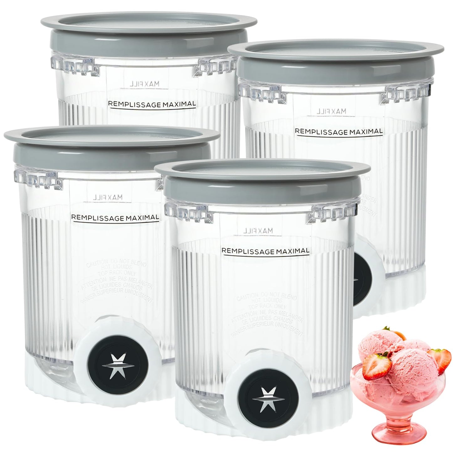 4 Pack Creami Pints and Lids for Ninja NC700 NC701 Series, Compatible with Ninja Swirl Ice Cream & Soft Serve Makers, BPA-Free & Dishwasher Safe, Replacement XSK7PNTLD2