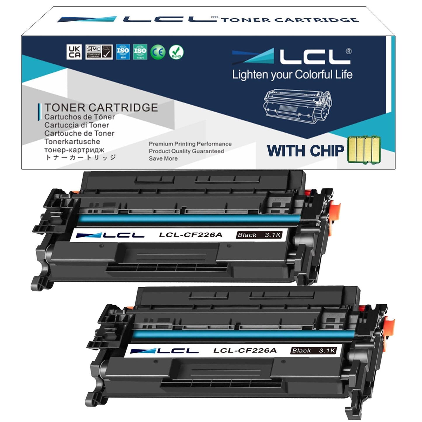 LCL Compatible Toner Cartridge for HP 26A CF226A CF226AD1 (2-Pack,Black) for HP Laserjet Pro M402 M402n M402d M402dn M402dne M402dw MFP M426 M426dw M426fdn M426fdw