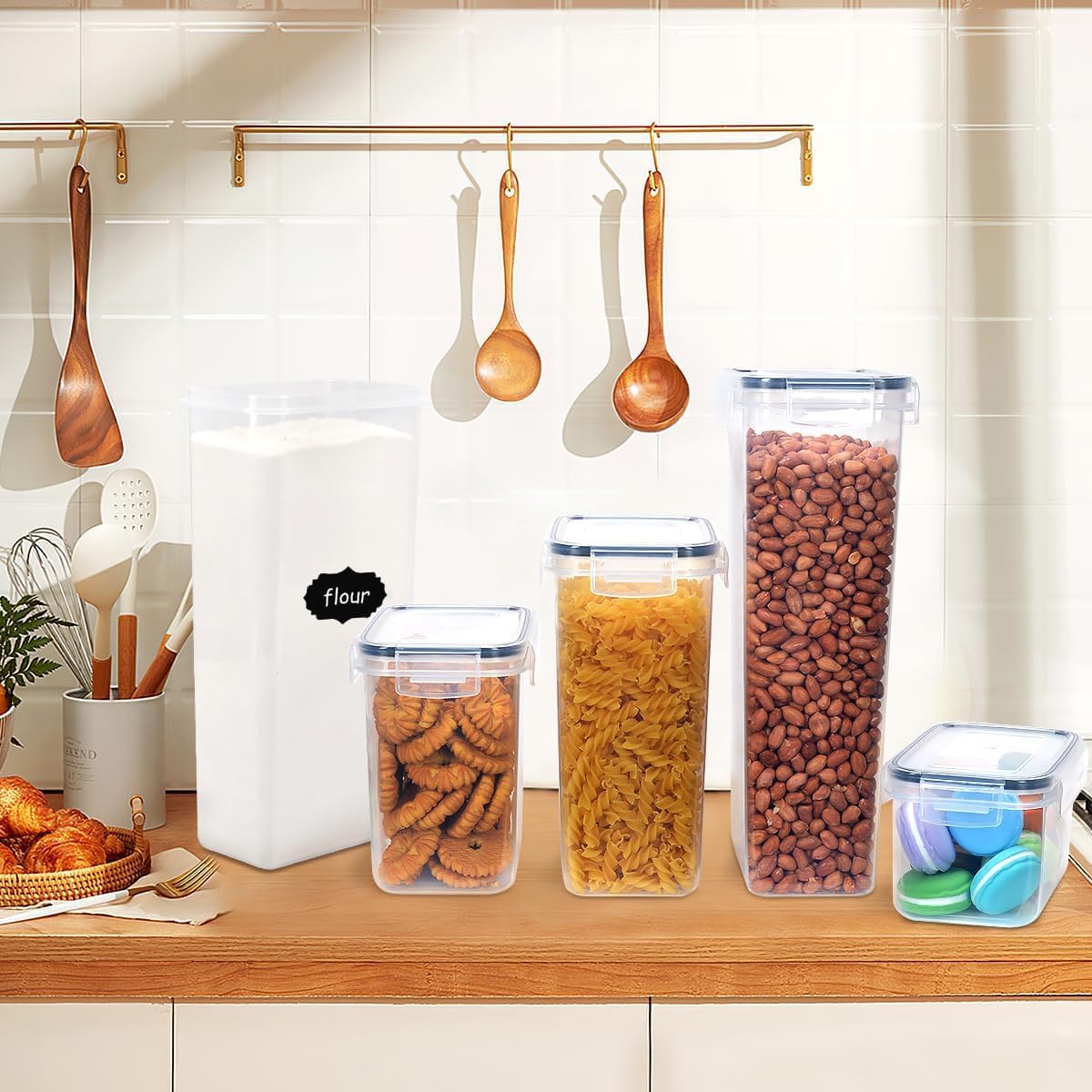 16Pcs Airtight Food Storage Container Set with Lids - Pantry Organization and Storage with Labels & Marker, BPA-Free Plastic Leak-proof Canisters for Kitchen Flour & Sugar Organizer