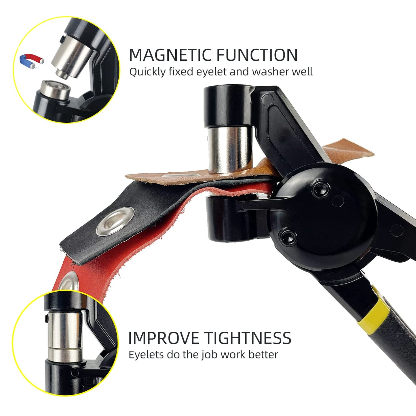HAPDEN Grommet Tool Kit, Handheld 3/8 inch Eyelet Kit Manual Grommet Press Machine with 500 pcs 10 mm Grommets